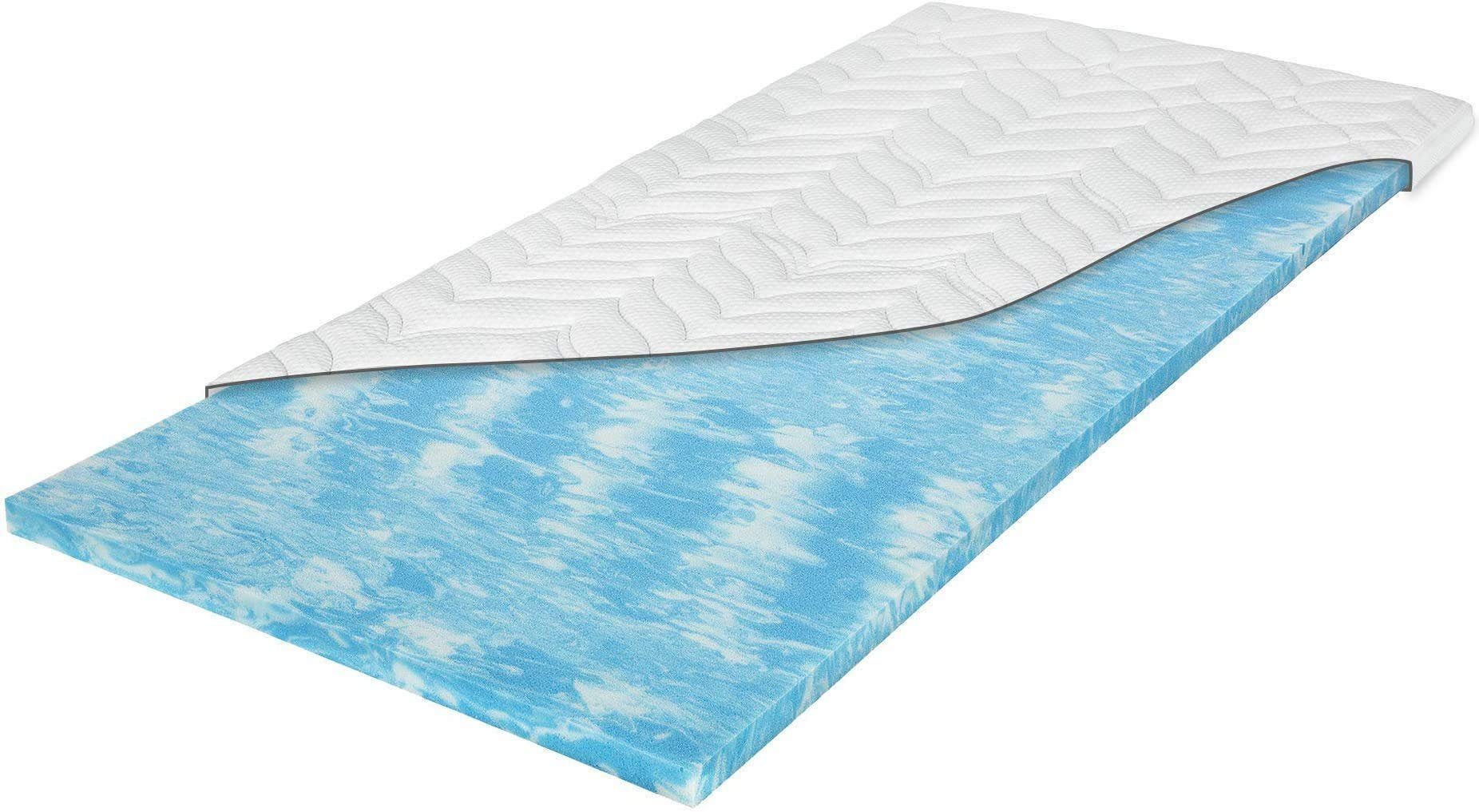 Topper Gel-Schaum Topper (8 cm) für Matratzen und Boxspringbetten, Meos, 8 cm hoch, Gelschaum, 180x200 cm, Made in Germany, 4-seitiger Reißverschluss sorgt für abnehmbaren und waschbaren Bezug, Besonders atmungsaktiv durch Klimaband, Spanngummis gegen ein Verrutschen des Toppers, Schadstoffgeprüfte Materialien