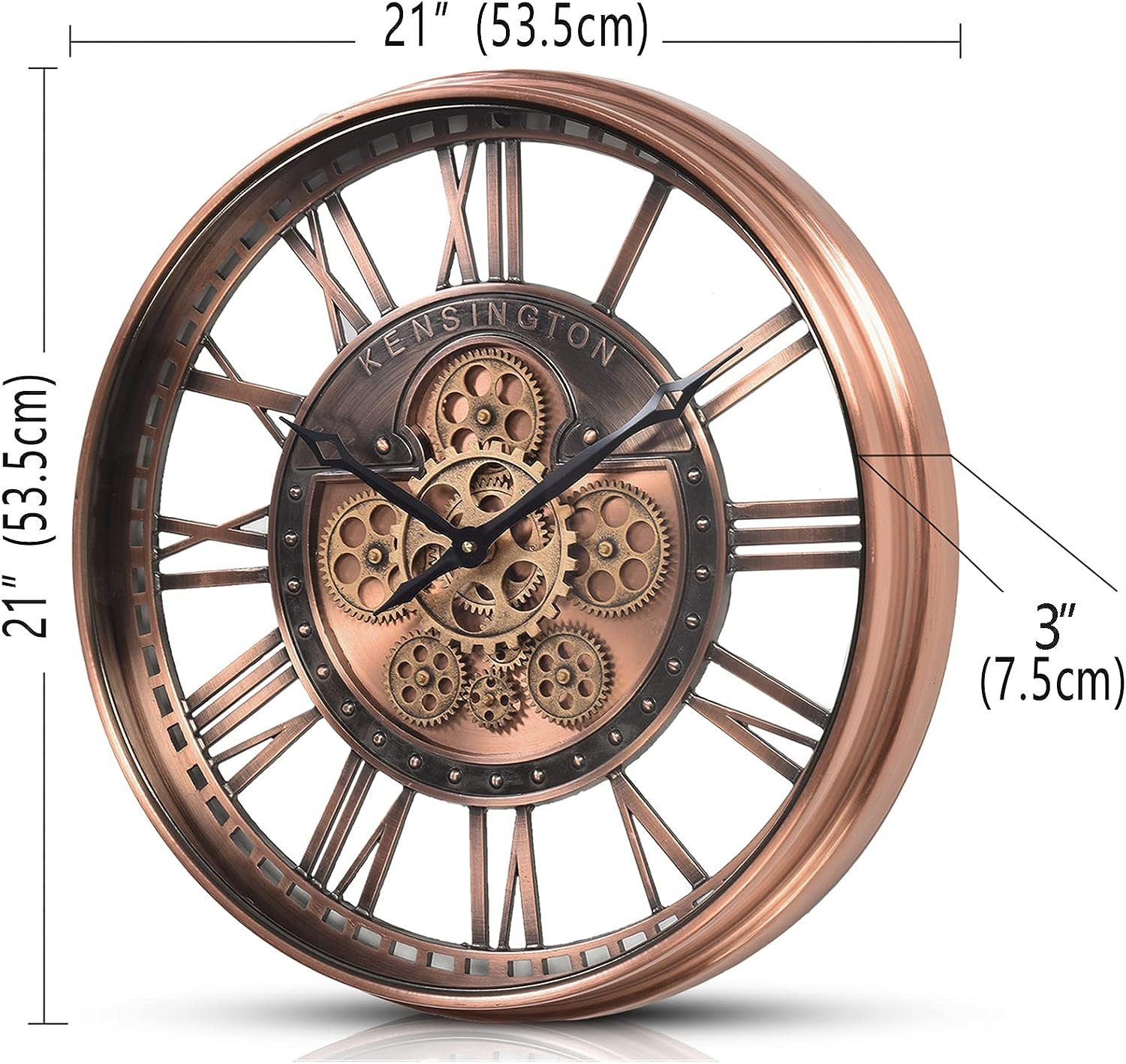 Samilito Uhr Wanduhr mit echtem Zahnrädern lautes Quarz-Schrittwerk, kein Bewegungsgetriebe Geräusch) (Leises tickendes