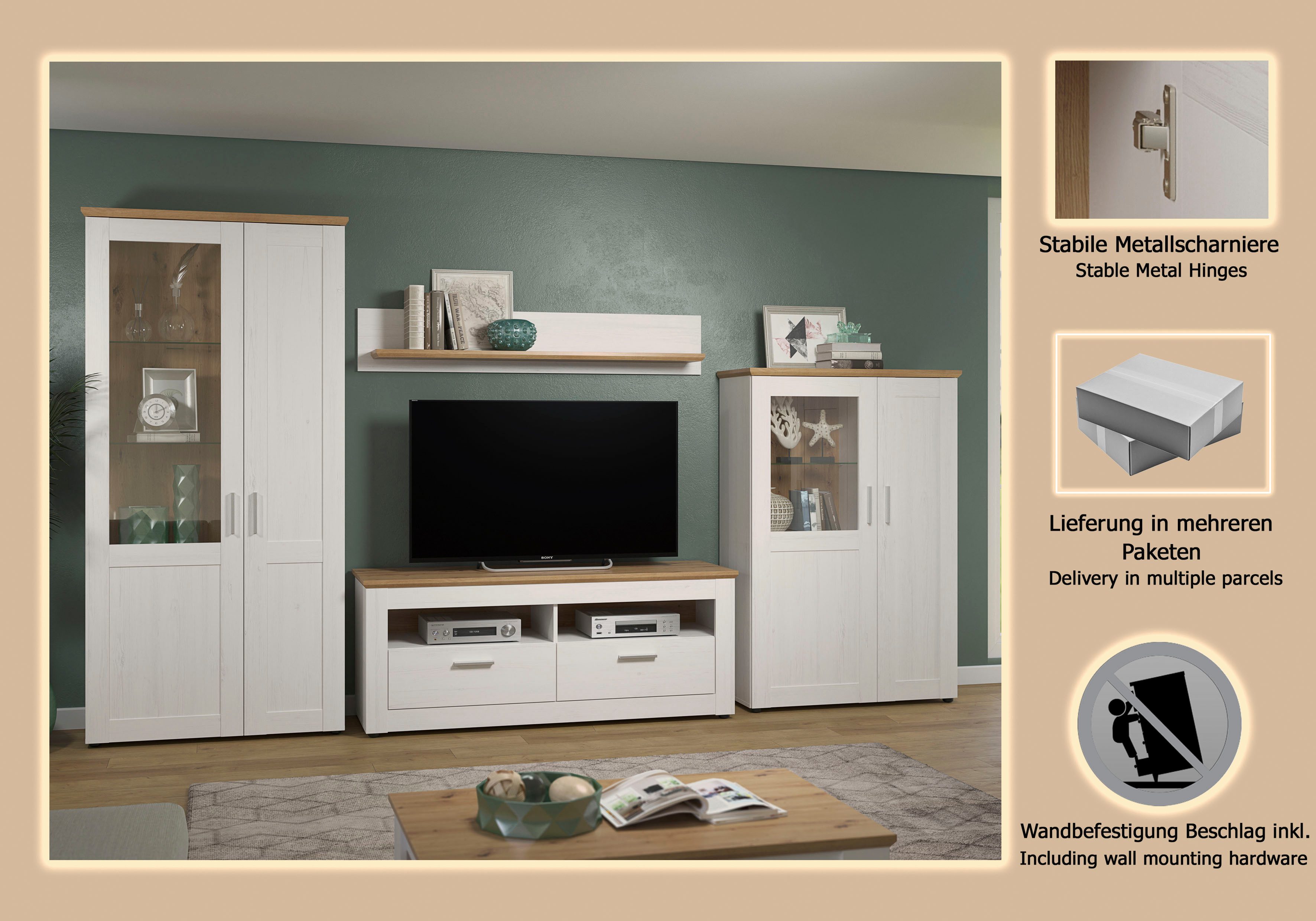 Home affaire Wohnwand Nybro, (Set, 4-St)