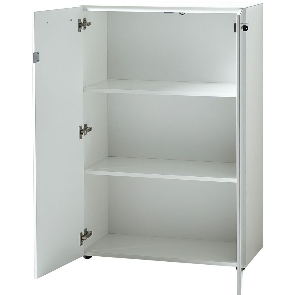 Lomadox Türen und mit weiß MONTERO-01, Glasfronten Schreibtisch 420x196x37cm abschließbaren in