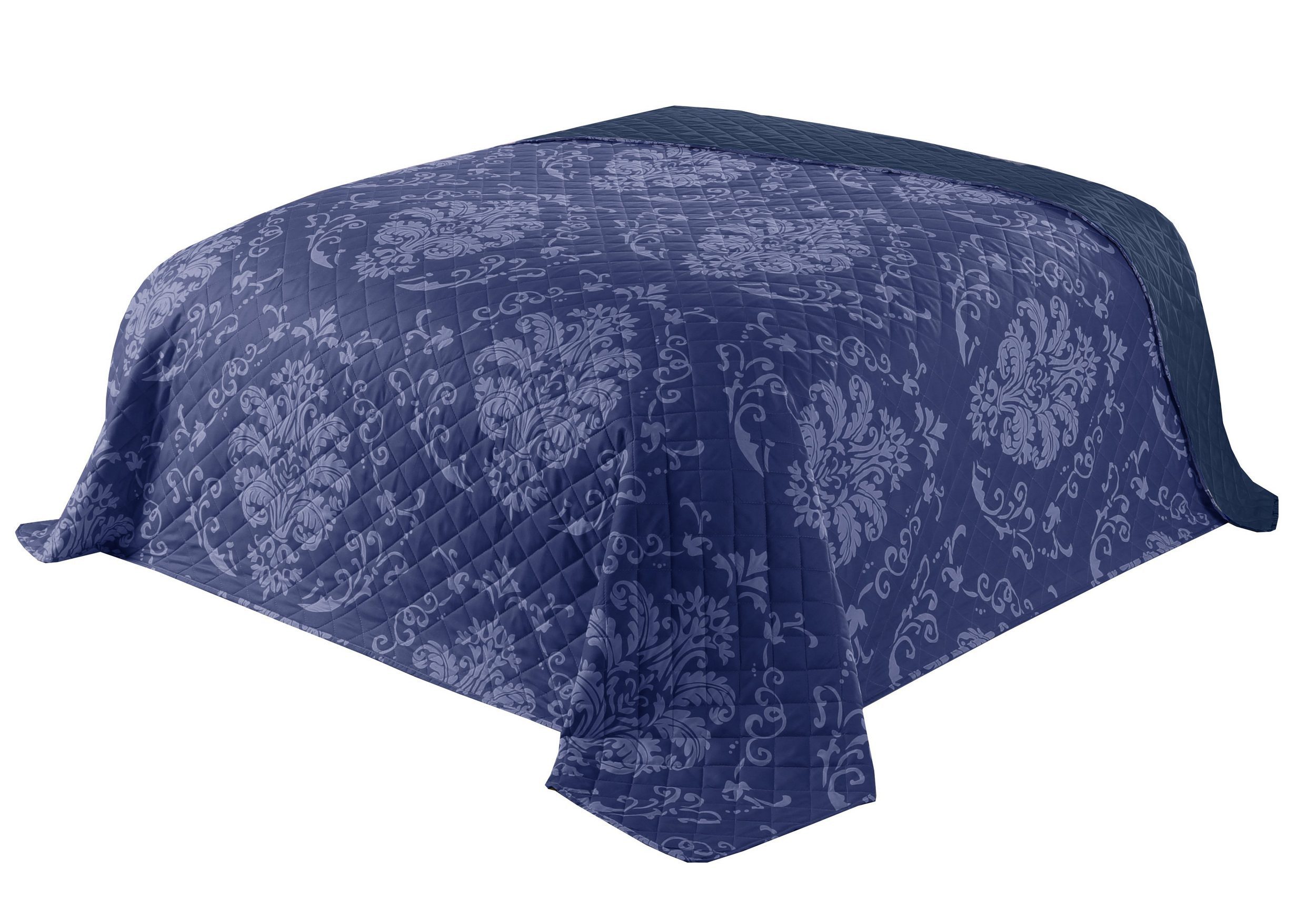 Delindo Lifestyle Bettüberwurf Tagesdecke Floral dunkelblau, 140x210 cm, we günstig online kaufen