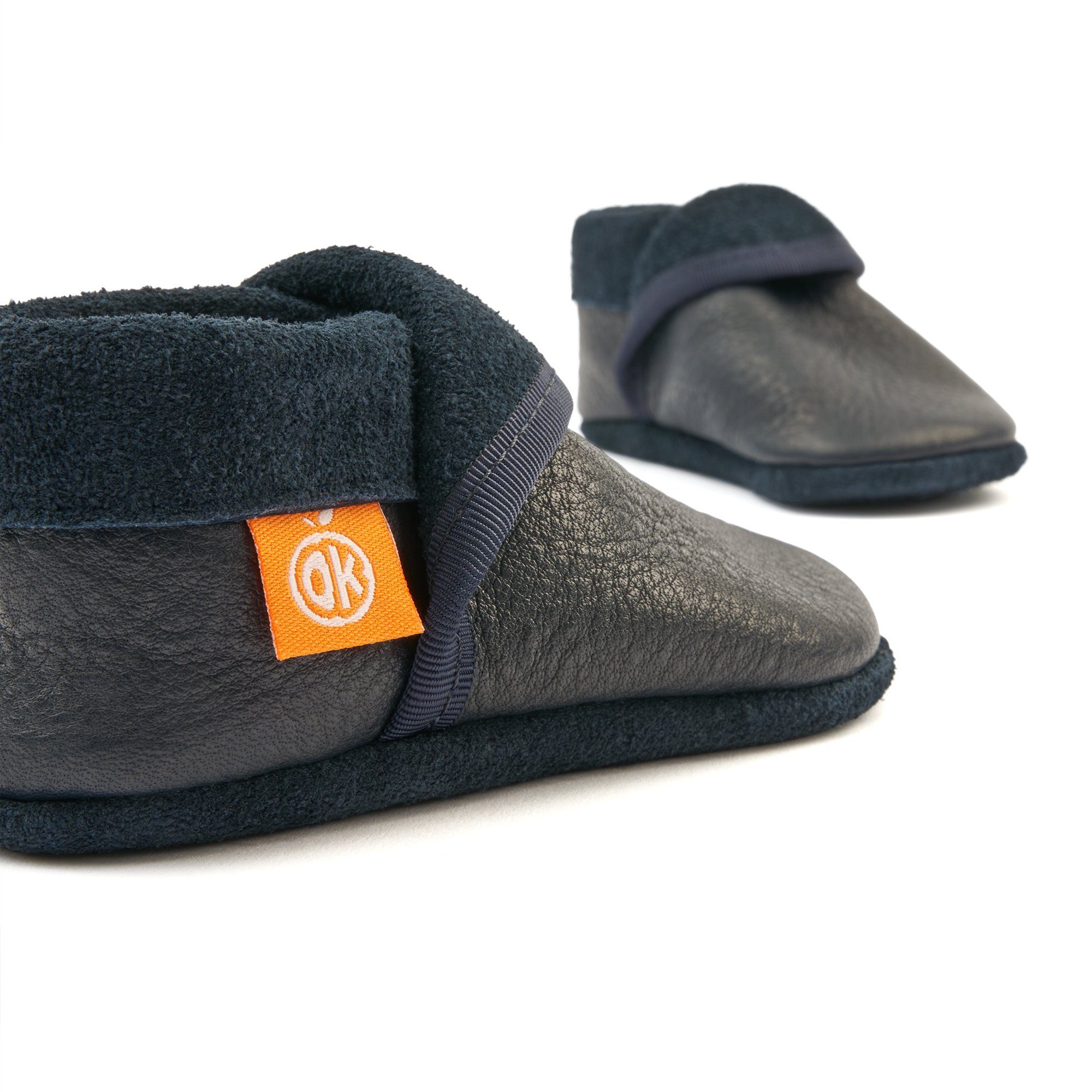 Orangenkinder® Klassik Dunkelblau Baby Krabbelschuh pflanzlich gegerbtes Leder, Made in Germany, atmungsaktiv