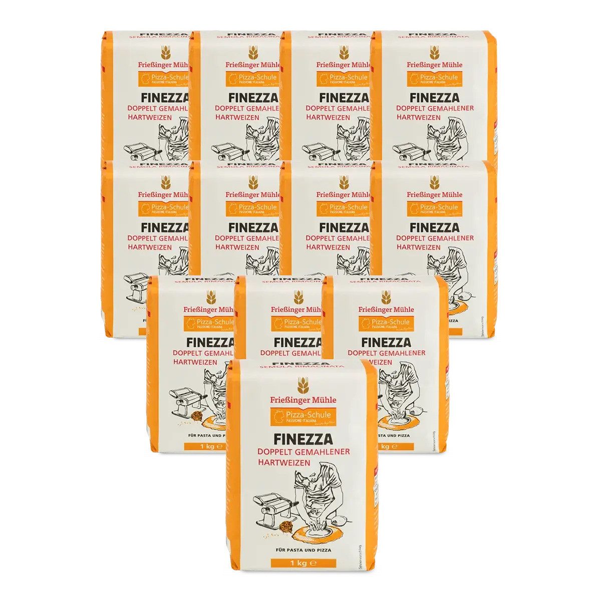Bielmeier Mehl Pizzamehl Finezza rimacinata 12 kg a 1kg Frießinger Mühle, 1 x 12000 g, Das Getreide stammt von Landwirten aus der Region (SET414019-12)