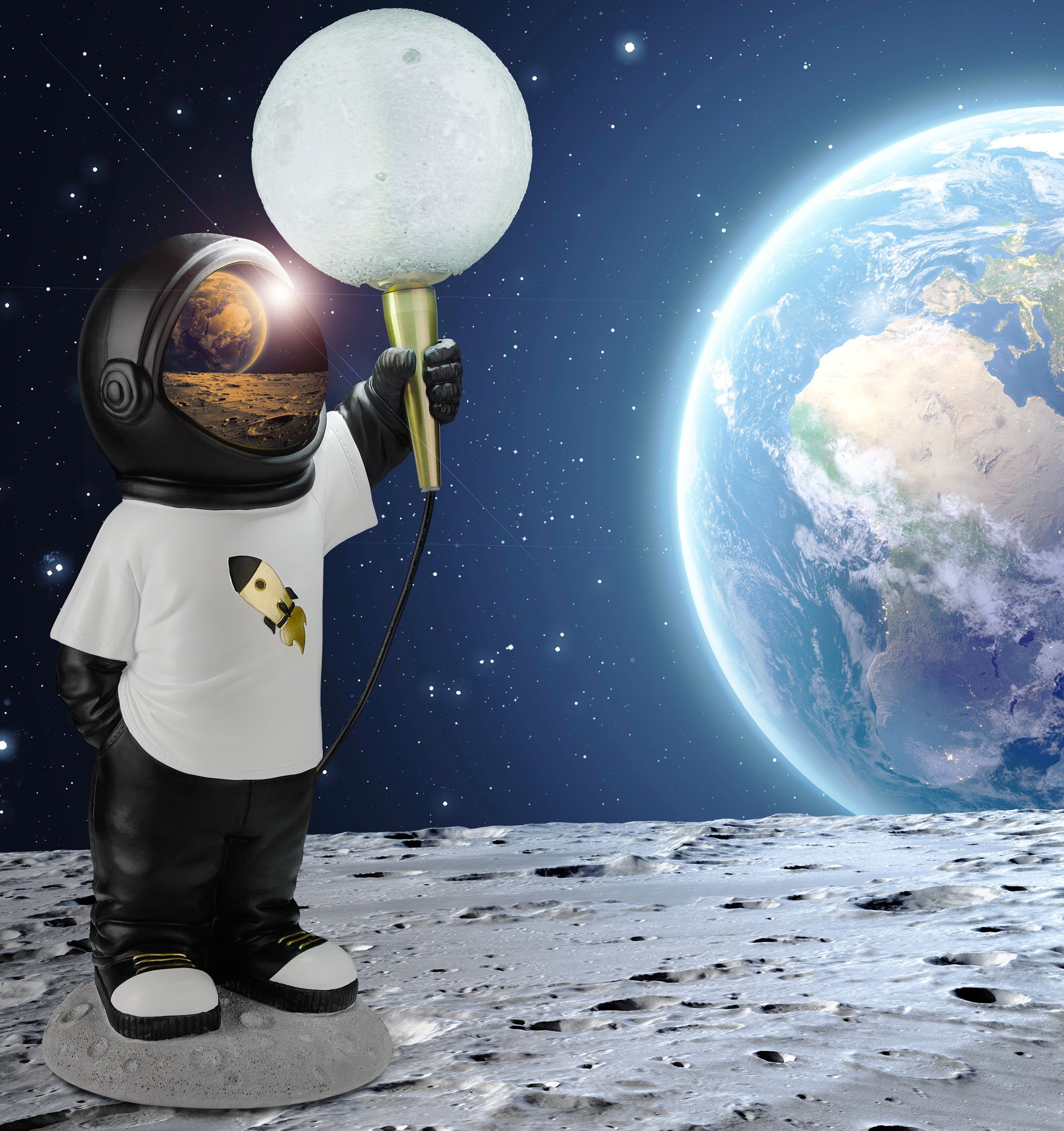 BRUBAKER LED Nachttischlampe Astronauten Tischlampe - 46 cm Weltraum Tischl günstig online kaufen