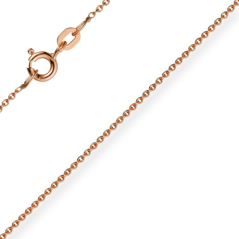 Schmuck Krone Goldkette 1,1mm Rund-Ankerkette, 585 Rotgold, 38cm, Gold 585