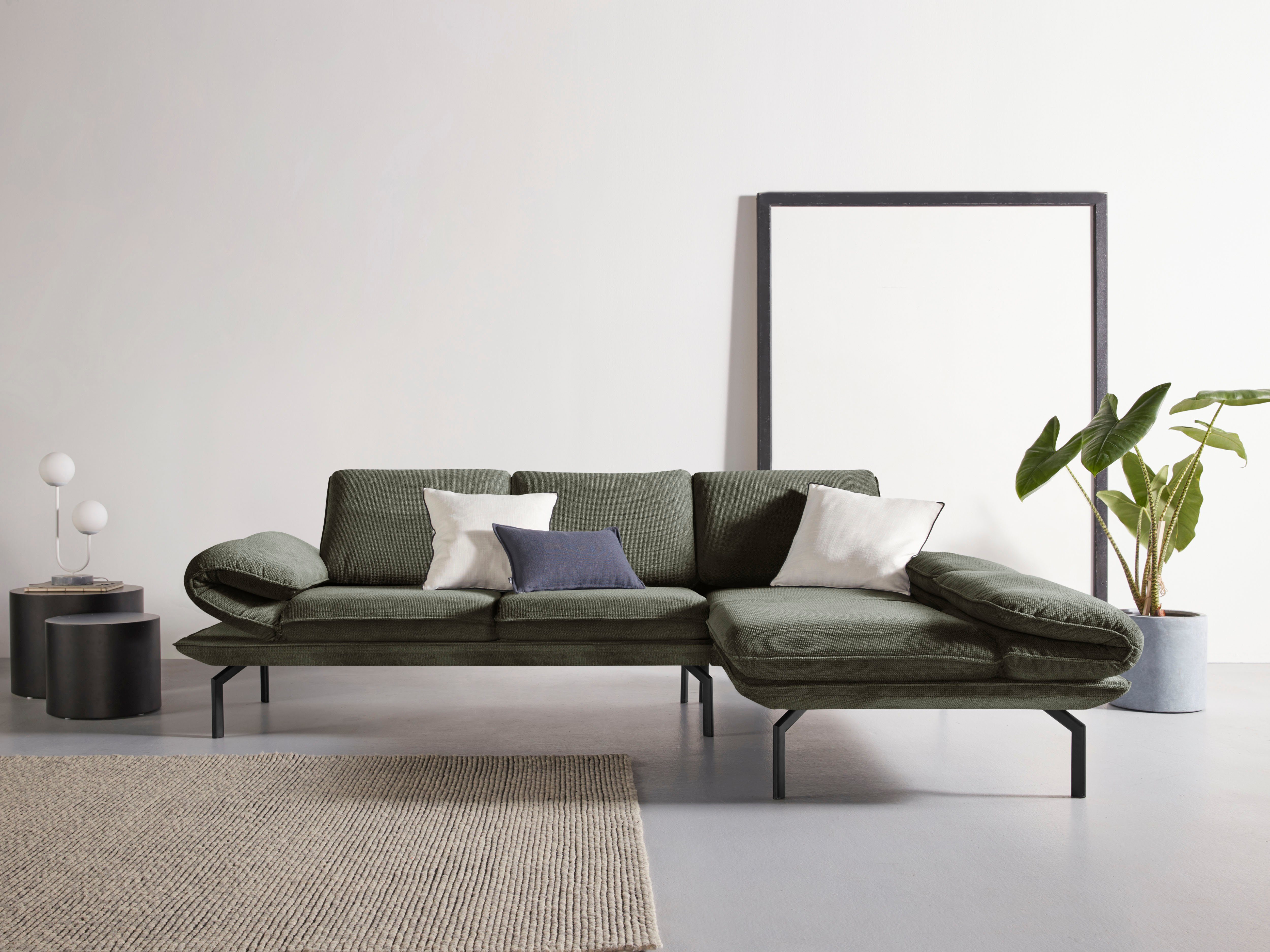 Ecksofa mit Metall Arm- collection DOMO Rückenfunktion, und wahlweise York, New mit aus Winkelfuß