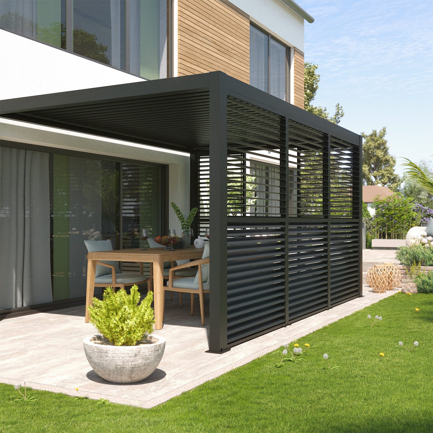 empasa Pergola "ZEUS" Lamellenseitenwand, Lammellenseitenwände beweglich, Zubehörartikel Pergola "ZEUS" 4m