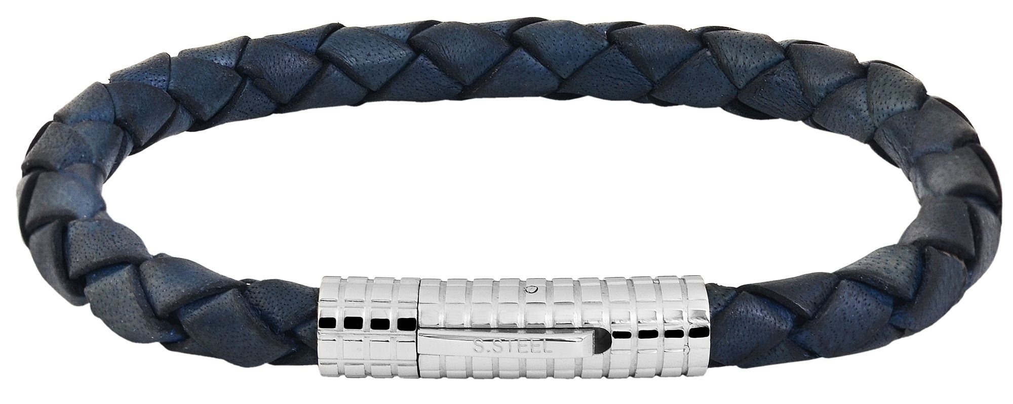 AKZENT Lederarmband Tendai Unisex Armband aus Echtleder geflochten (einzeln) Blau