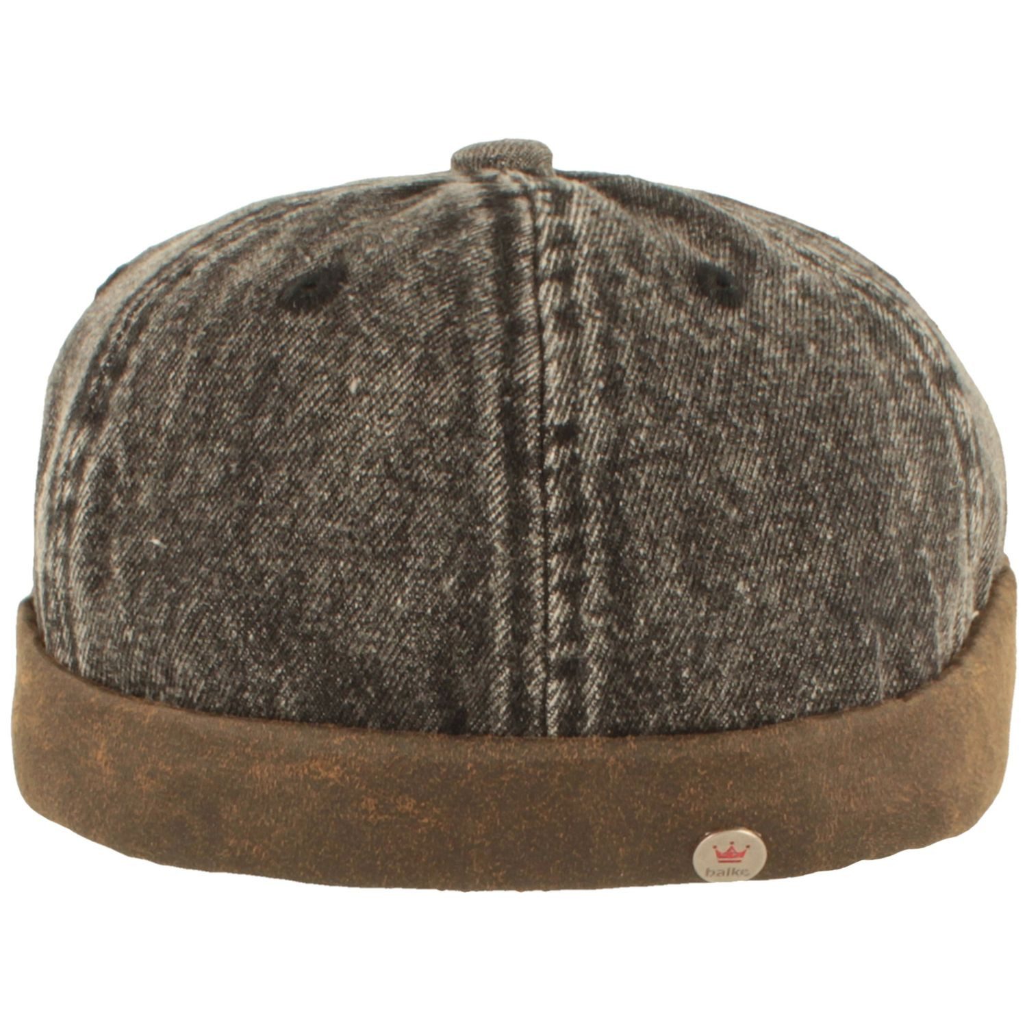 Balke Schirmmütze Dockercap in verwaschenem Denim mit Lederimitat Umschlag