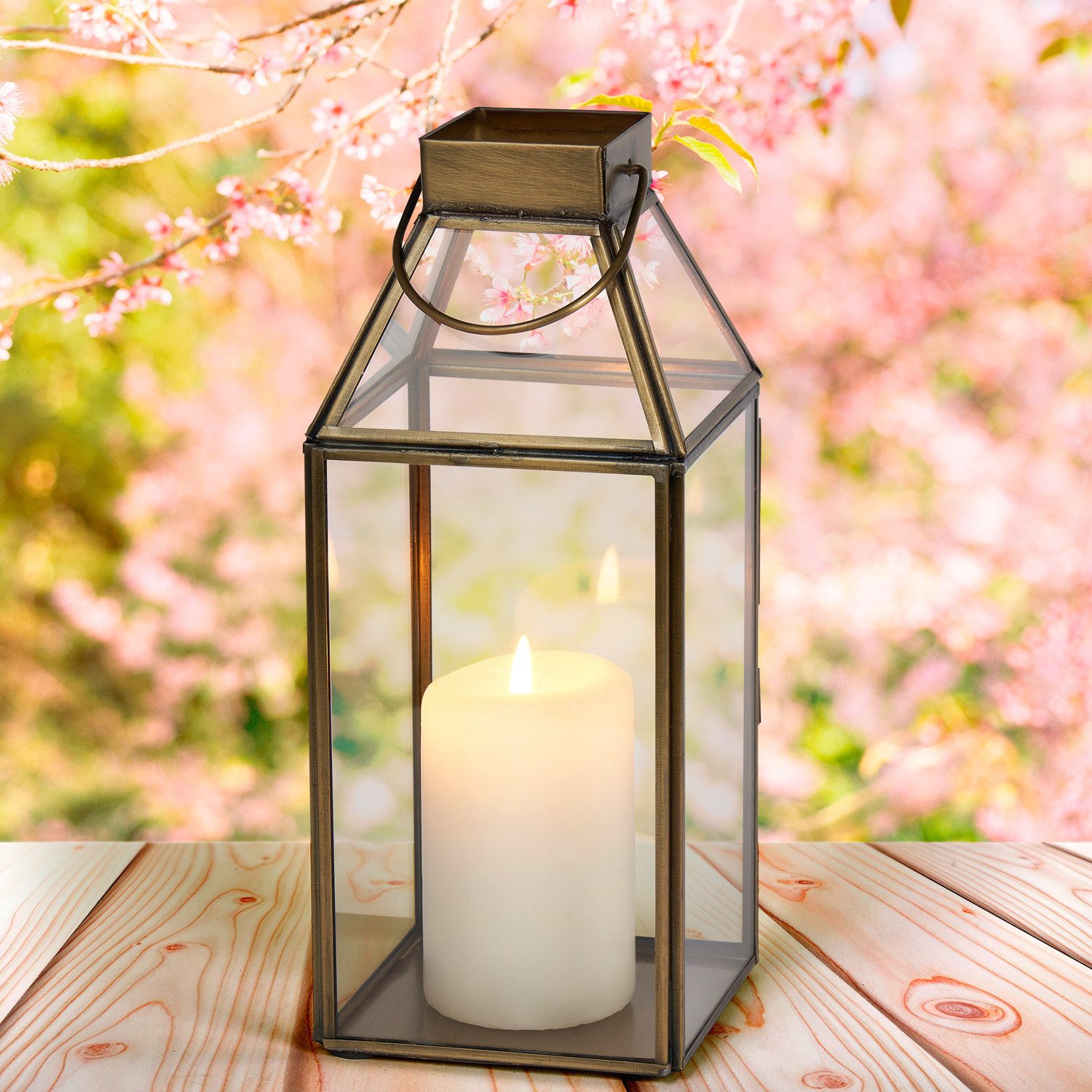 Teelichthalter Laterne aus Glas 25cm Windlicht Mahdi