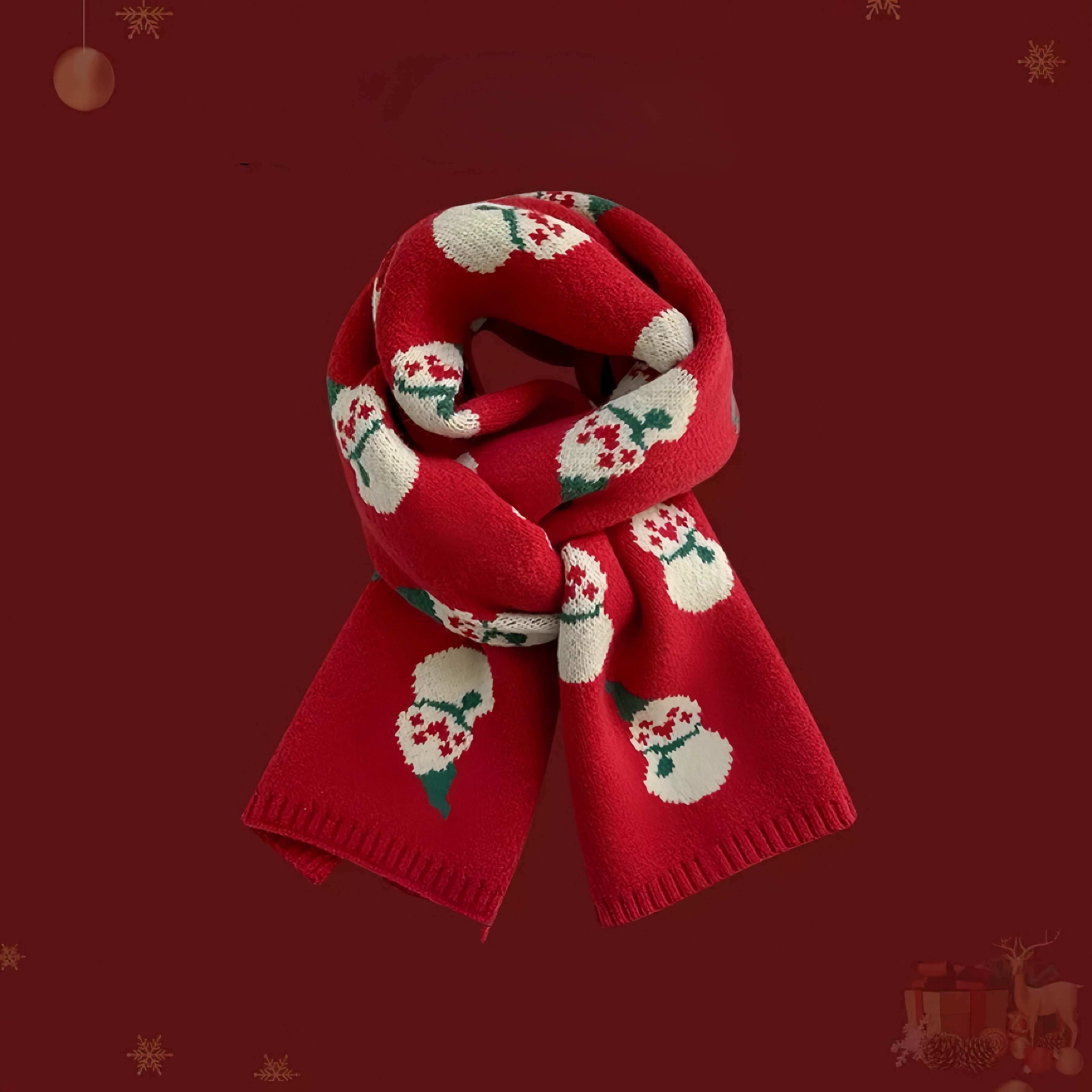 FOUORTUNATE-BEE Modeschal Weihnachts-Winterschal für Feste und Alltag, Schals mit Schneemann- und Tannenmotiven für Weihnachtsfeiern