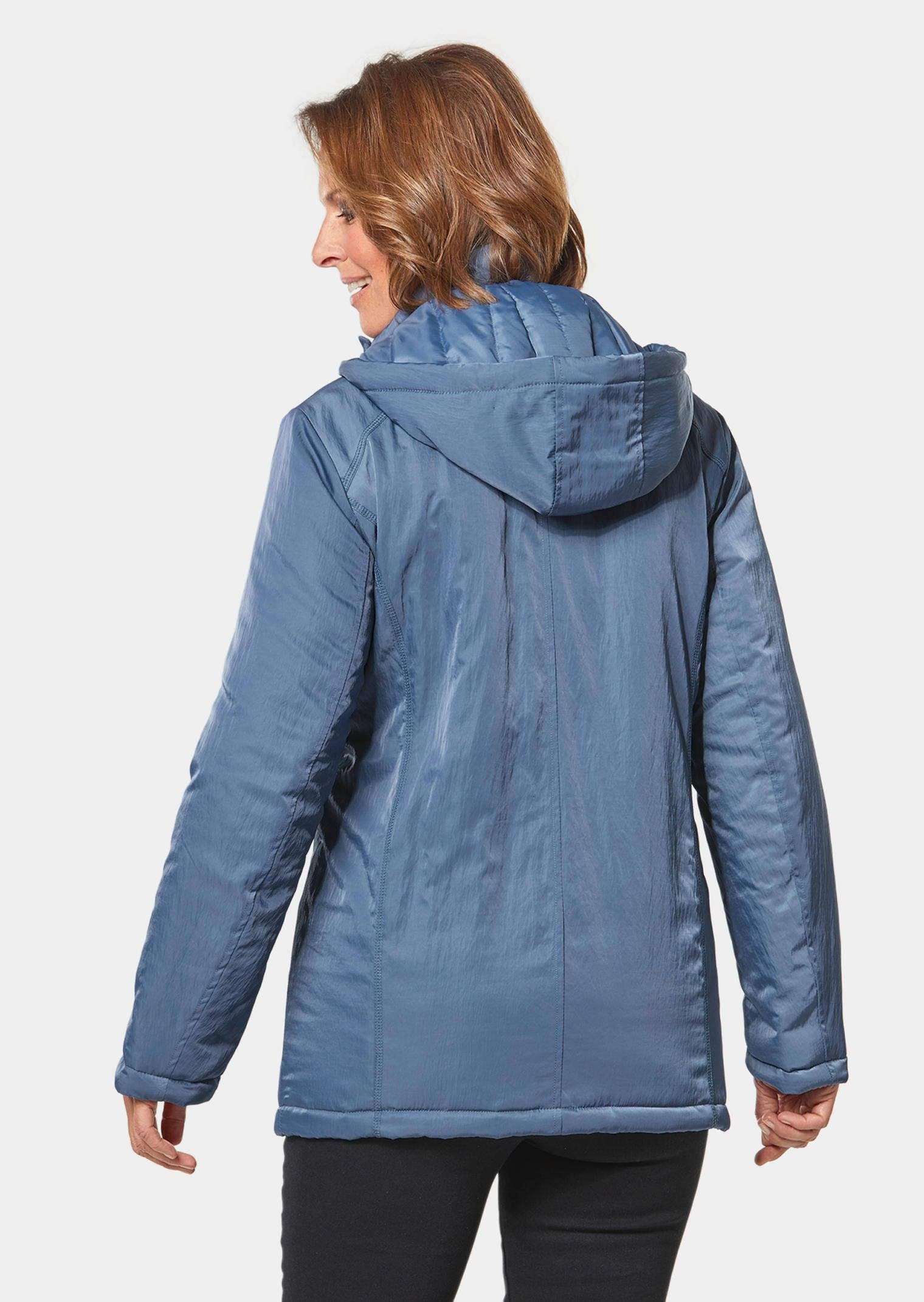 in GOLDNER Winterjacke Jacke Crashstruktur Kapuze mit rauchblau dezenter