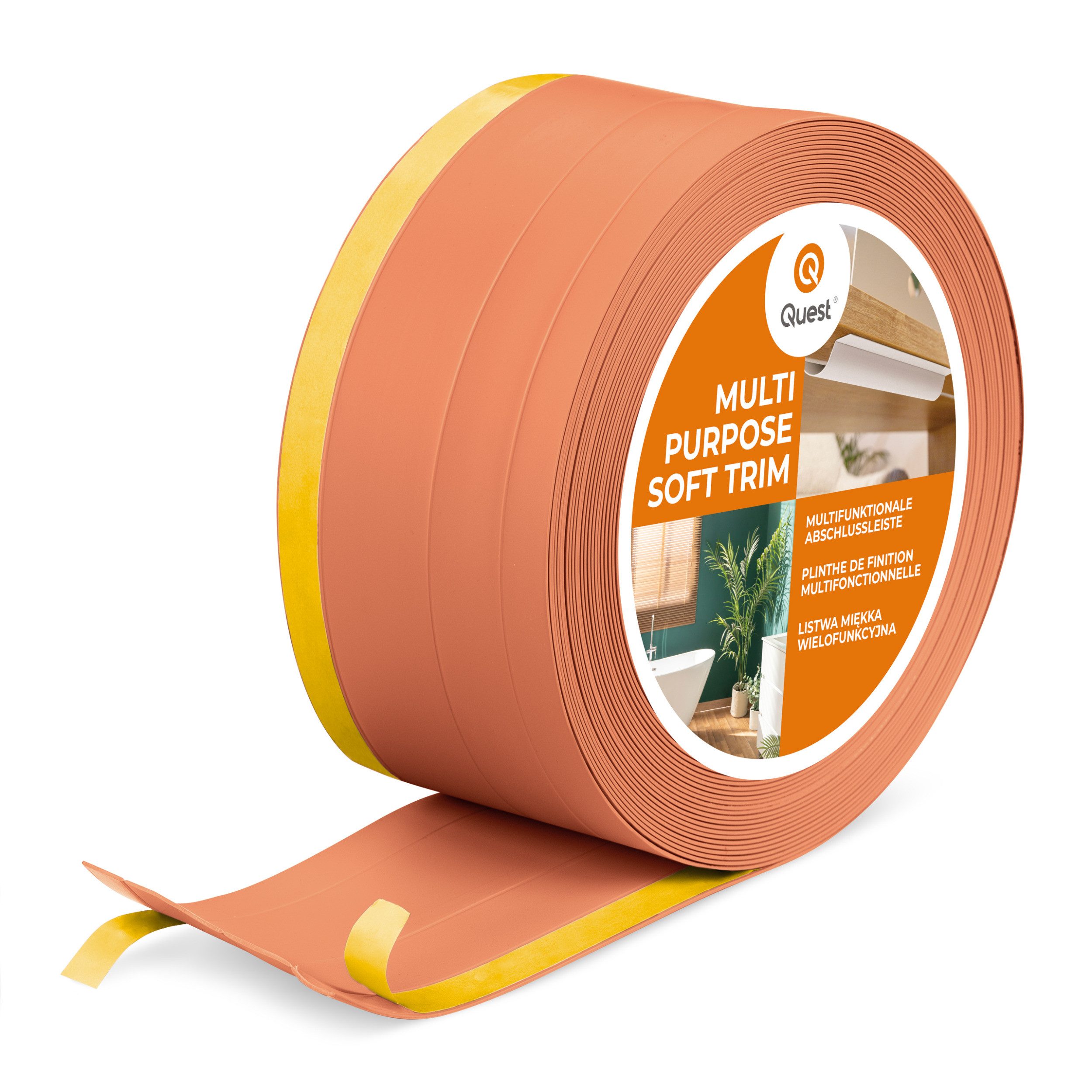 Quest Abschlussleiste Multifunktionsleiste W2 4in1 selbstklebend 120 mm, Selbstklebend, Kunststoff (PVC), 1-St., selbstklebend, 4in1, 120 mm, 5-m-Rolle
