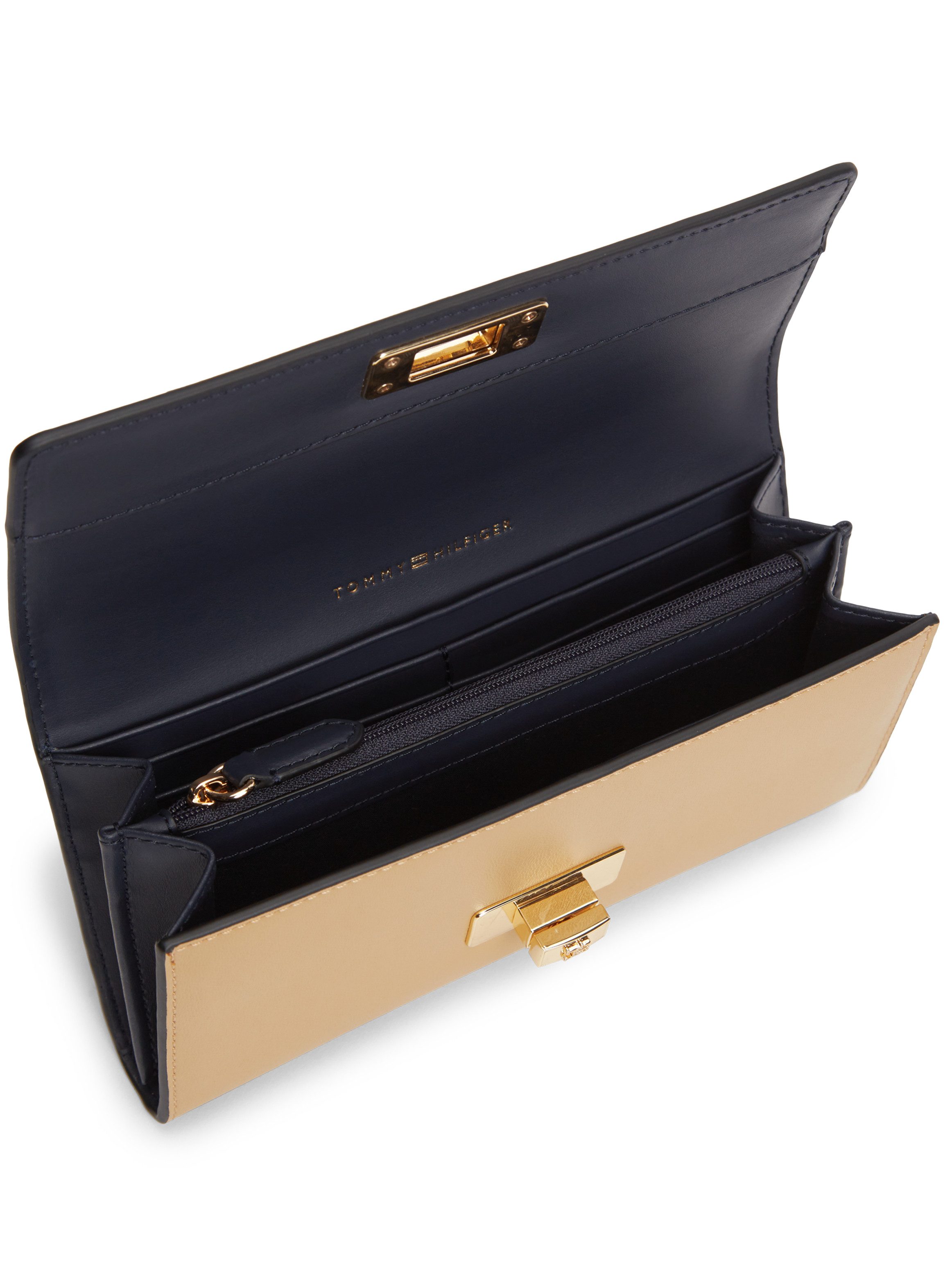 Tommy Hilfiger Geldbörse TH MODERN LARGE FLAP WALLET, Damen Portemonnaie, Geldbeute mit goldfarbenen Accessoires