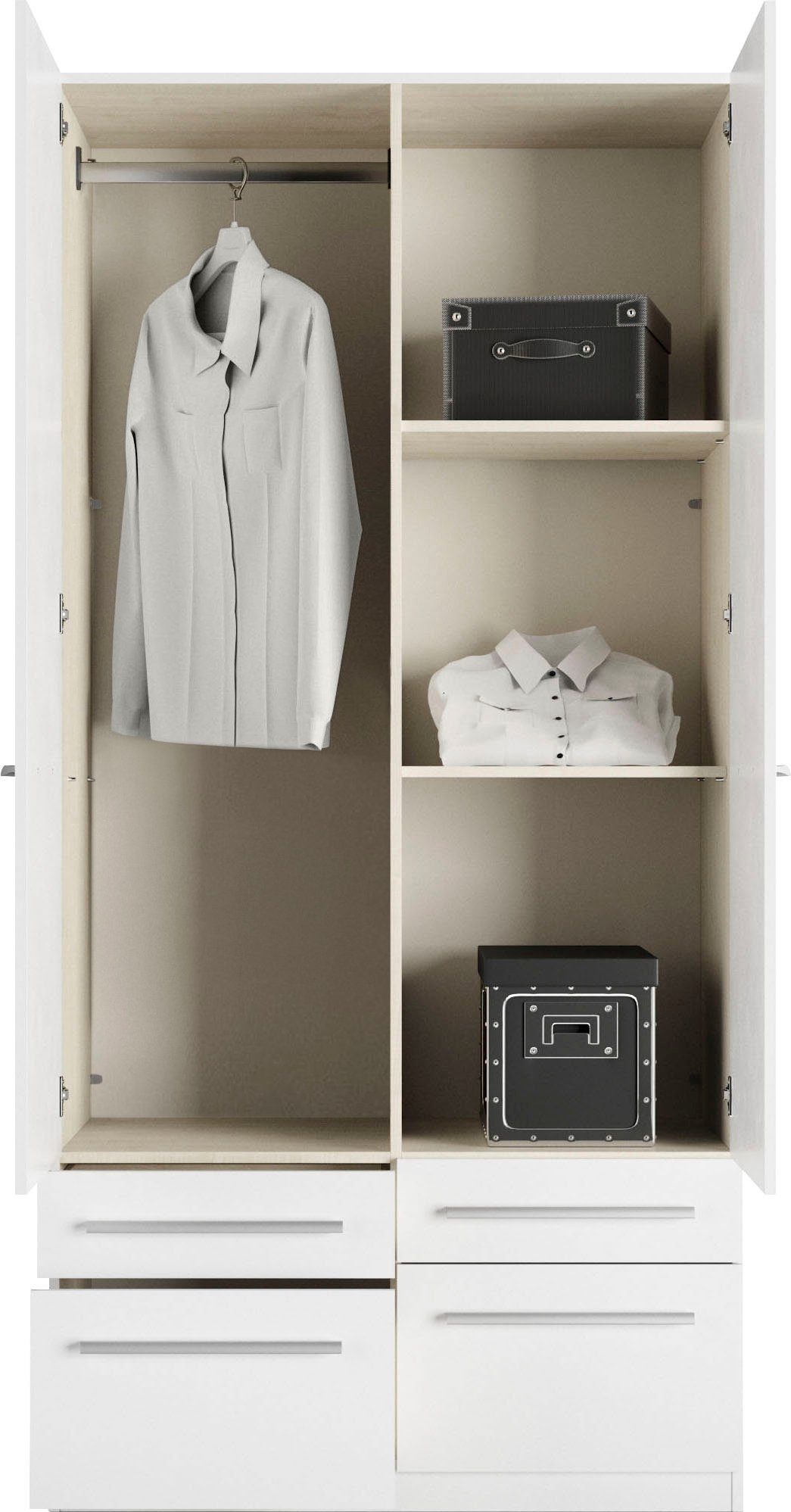 priess Kleiderschrank Schrank Garderobe Wäscheschrank Barcelona in 5 Breiten viel Stauraum, geräumige Schubkästen, mit Spiegel, MADE IN GERMANY – Bild 5 von 5