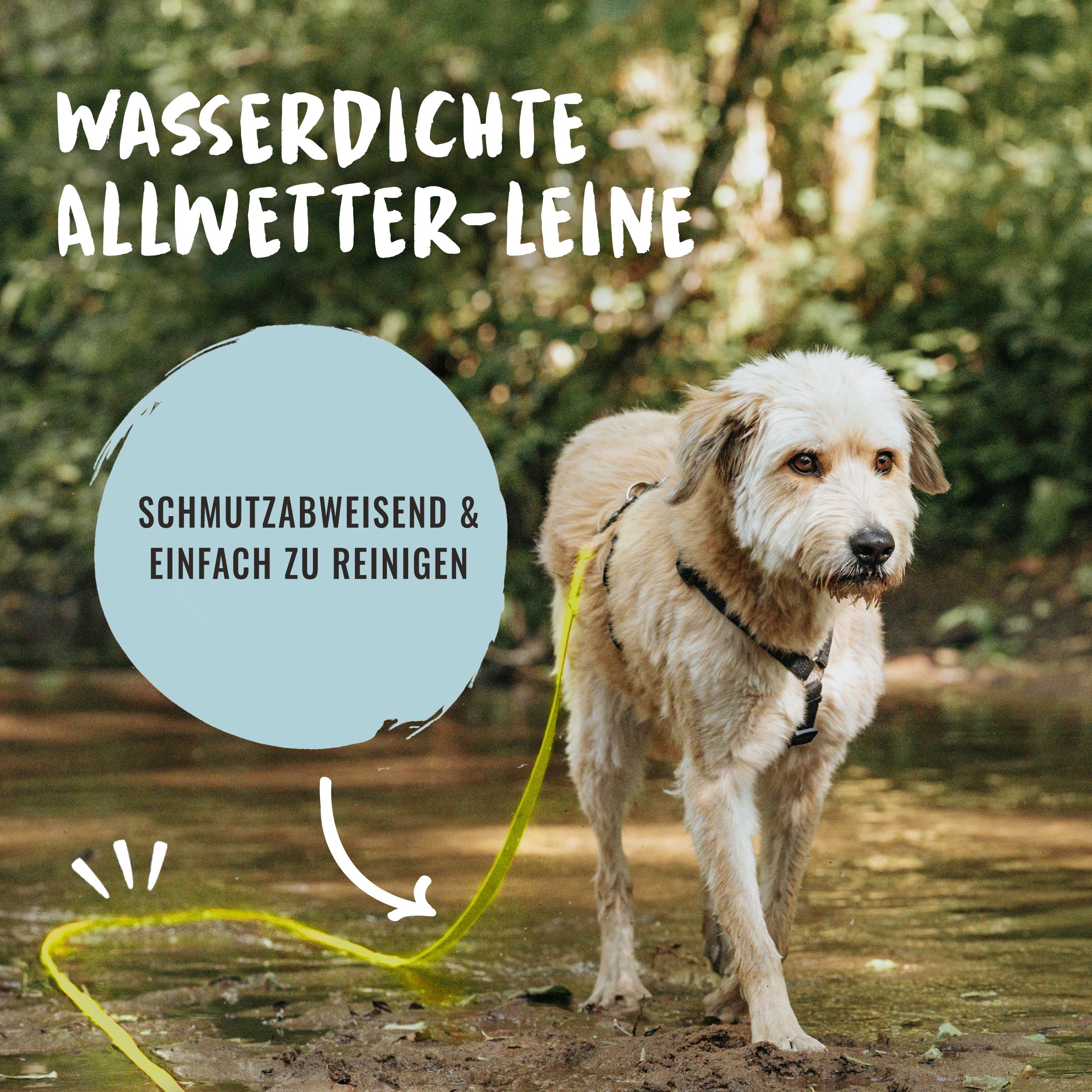 Rudelkönig Schleppleine PVC Schleppleine für Hunde mit Griffpolsterung, Robuste Hundeleine, PVC (1-tlg), Wetterfeste Schleppleine mit Handschlaufe, Verschiedene Längen