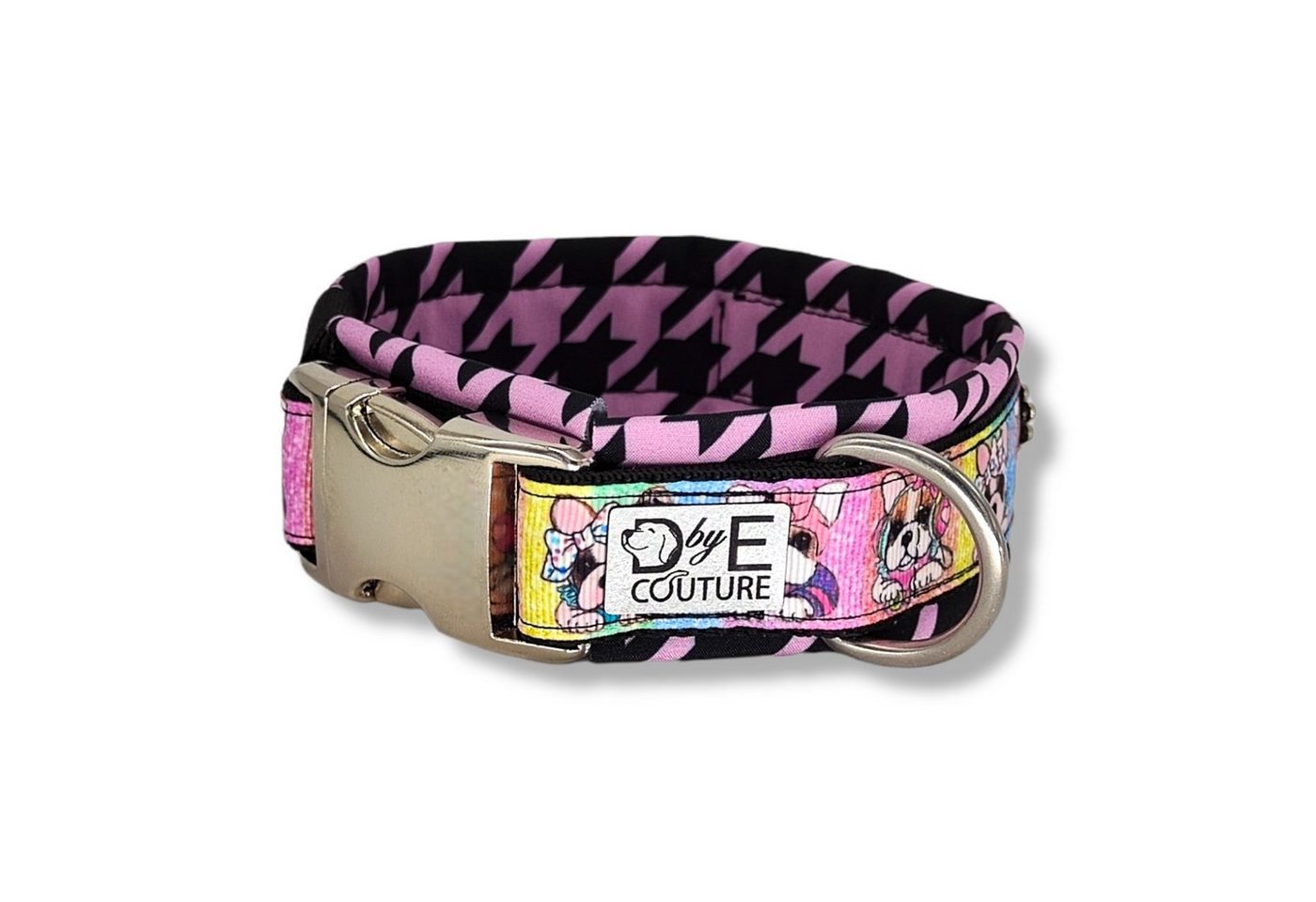 Thumbnail - D by E Couture Hunde-Halsband "Sweet Little Dogs VI", gepolstert, verstellbar, 30mm breit, Handmade