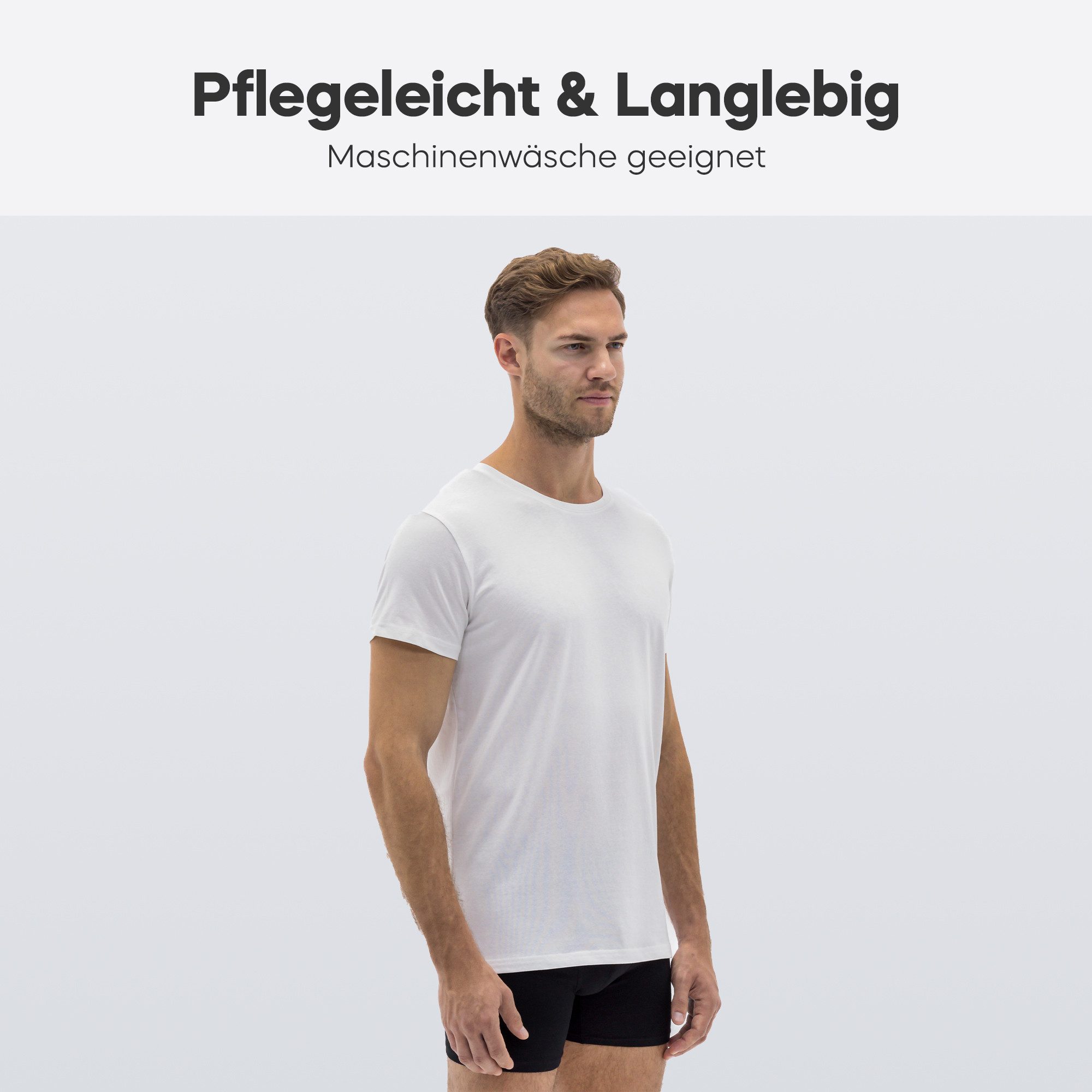 Barrio 13 T-Shirt Herren Shirt aus Stretch Baumwolle (Packung, Set, Spar-Pack, Spar-Packung, 3-tlg., 3er-Pack) Basic Slim Fit - Unterziehshirt Unterhemd