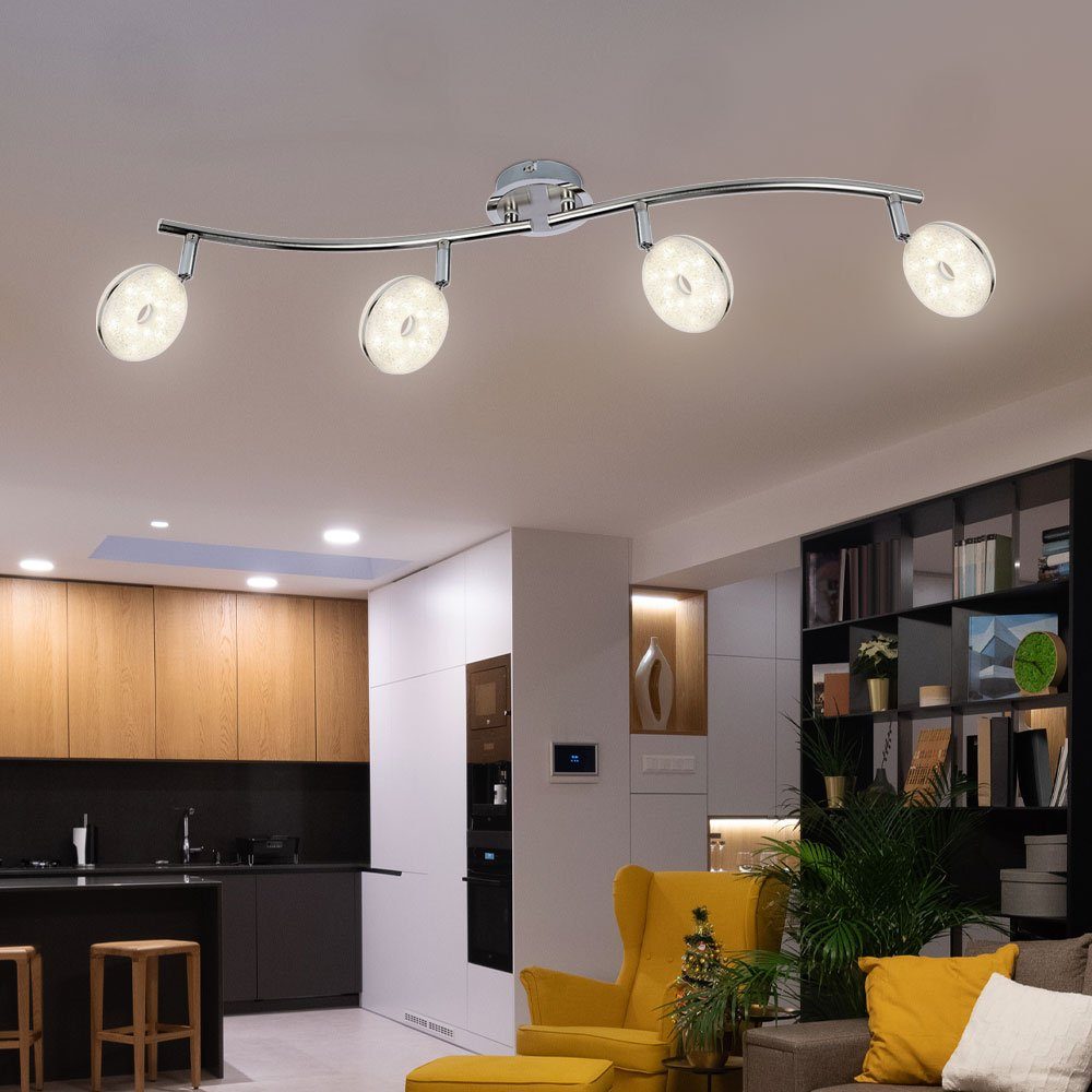 Globo LED Deckenleuchte, LED-Leuchtmittel Spotleiste Deckenlampe LED verbaut, Deckenleuchte schwenkbar 4 fest Strahler