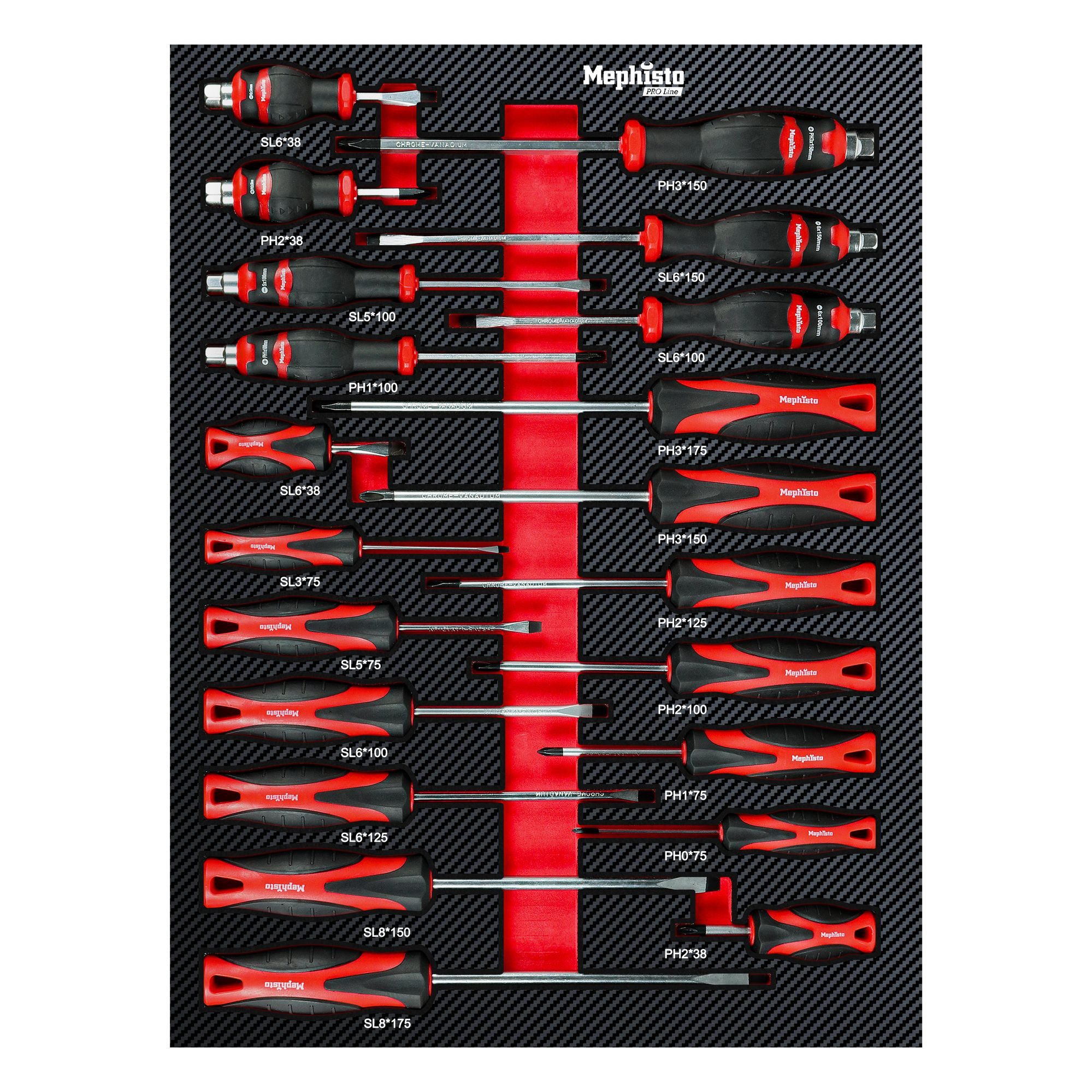 Mephisto-Tools Werkzeugset, (Set), metrisch, inkl. Soft Inlay in Carbon-Optik