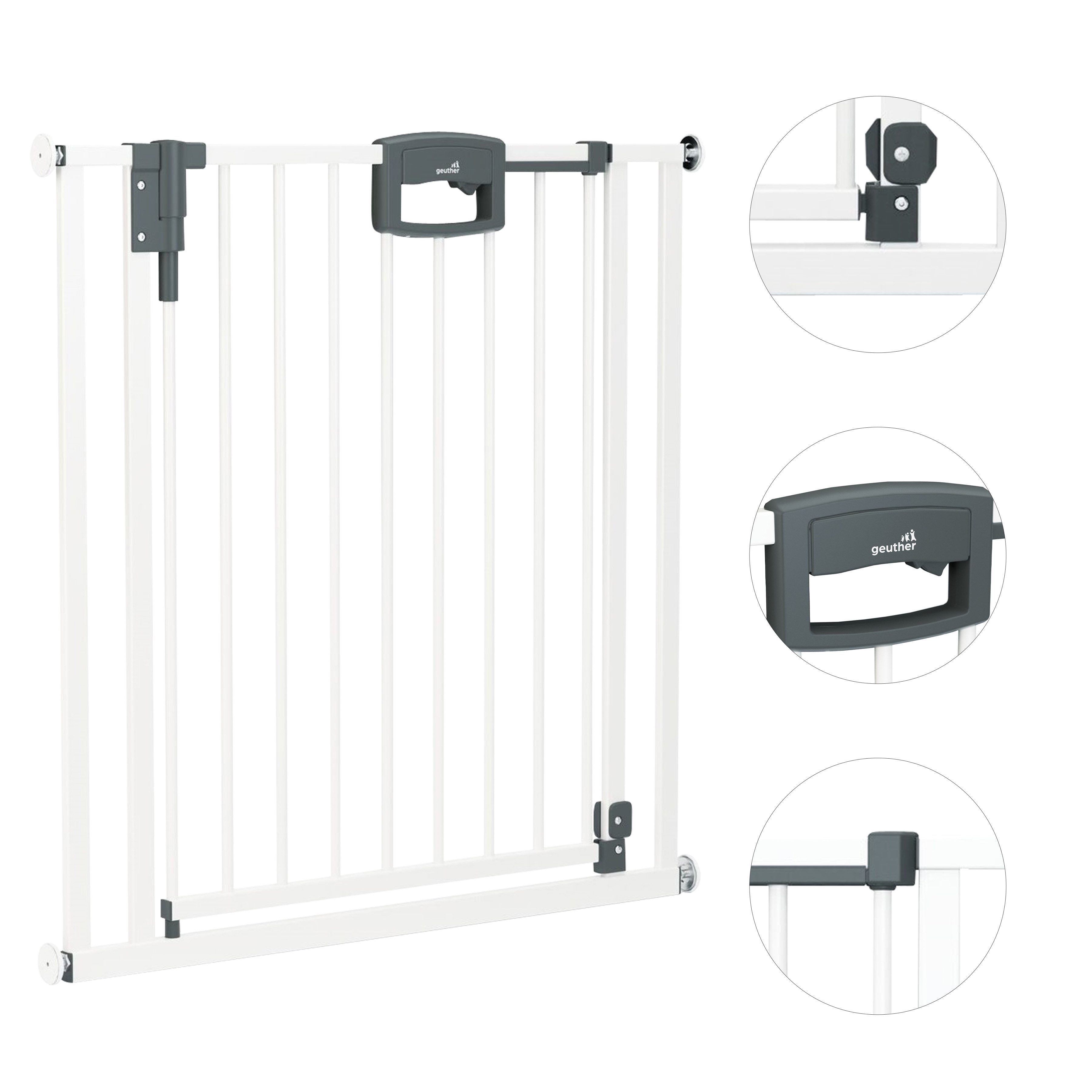 Geuther Türschutzgitter Türschutzgitter Easylock 136,5-144,5 cm in Weiß zum Klemmen (1 St), Schutzgitter zum Klemmen - inkl. Türstopper