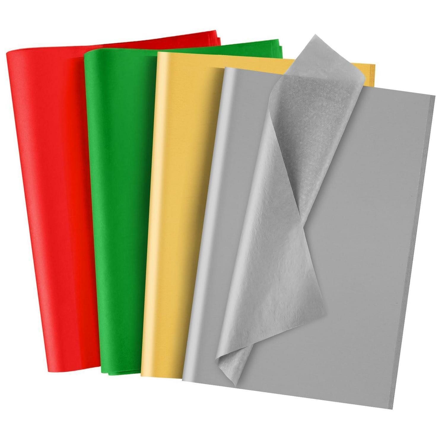 LuxusKollektion Seidenpapier Seidenpapier Set Weihnachten 100 Blatt Rot Grün Silber Gold