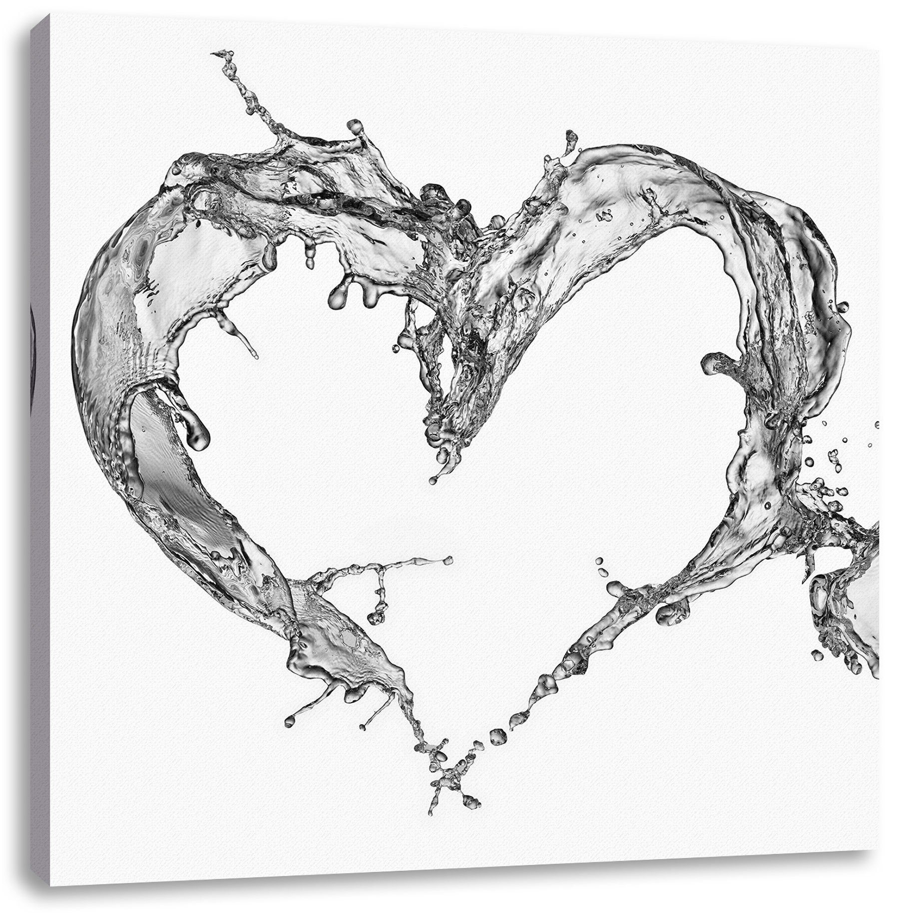 Pixxprint Leinwandbild Herz aus inkl. (1 Wasser Herz fertig Zackenaufhänger aus bespannt, Leinwandbild Wasser, St)