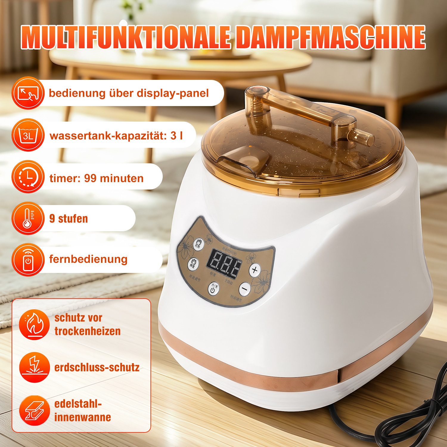 WILGOON Sauna Dampfsauna für Zuhause mit 1500 W Dampfgenerator und 3 L Tank, (9 Wärmestufen und Timer für individuell einstellbaren Dampfkomfort, 90 × 90 × 180 cm Saunazelt mit Stuhl und Fernbedienung) Faltbares Home-Spa-Set mit Fußmatte und Fußmassagegerät