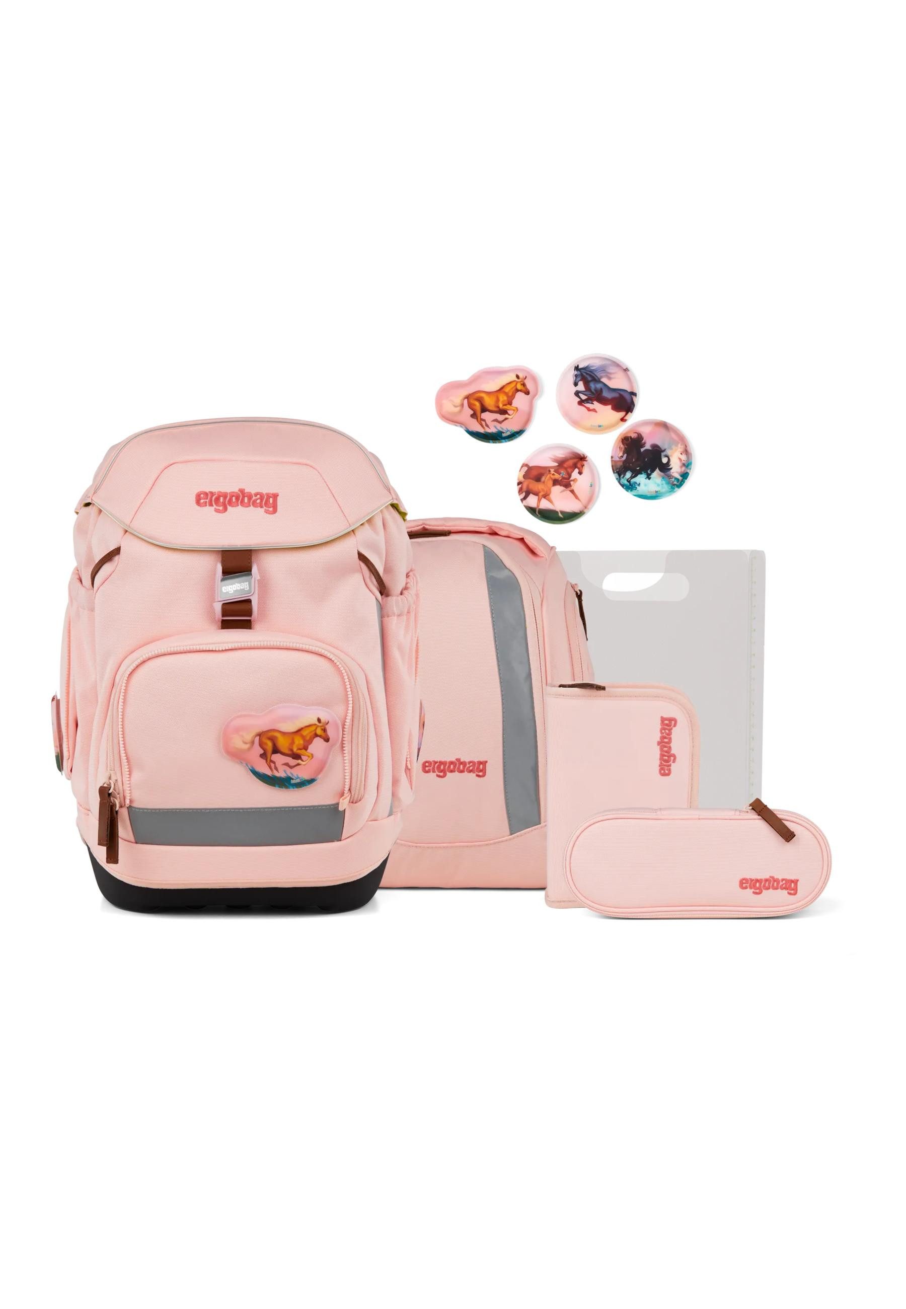 ergobag Schulranzen pack Set (6-tlg., 6-teiliges Set), größenverstellbares Rückensystem