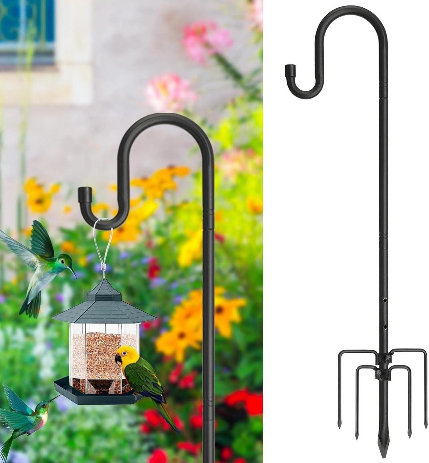 LuxusKollektion Vogelhaus Schäferhaken Schwarz 234cm Vogelfutterspender günstig online kaufen
