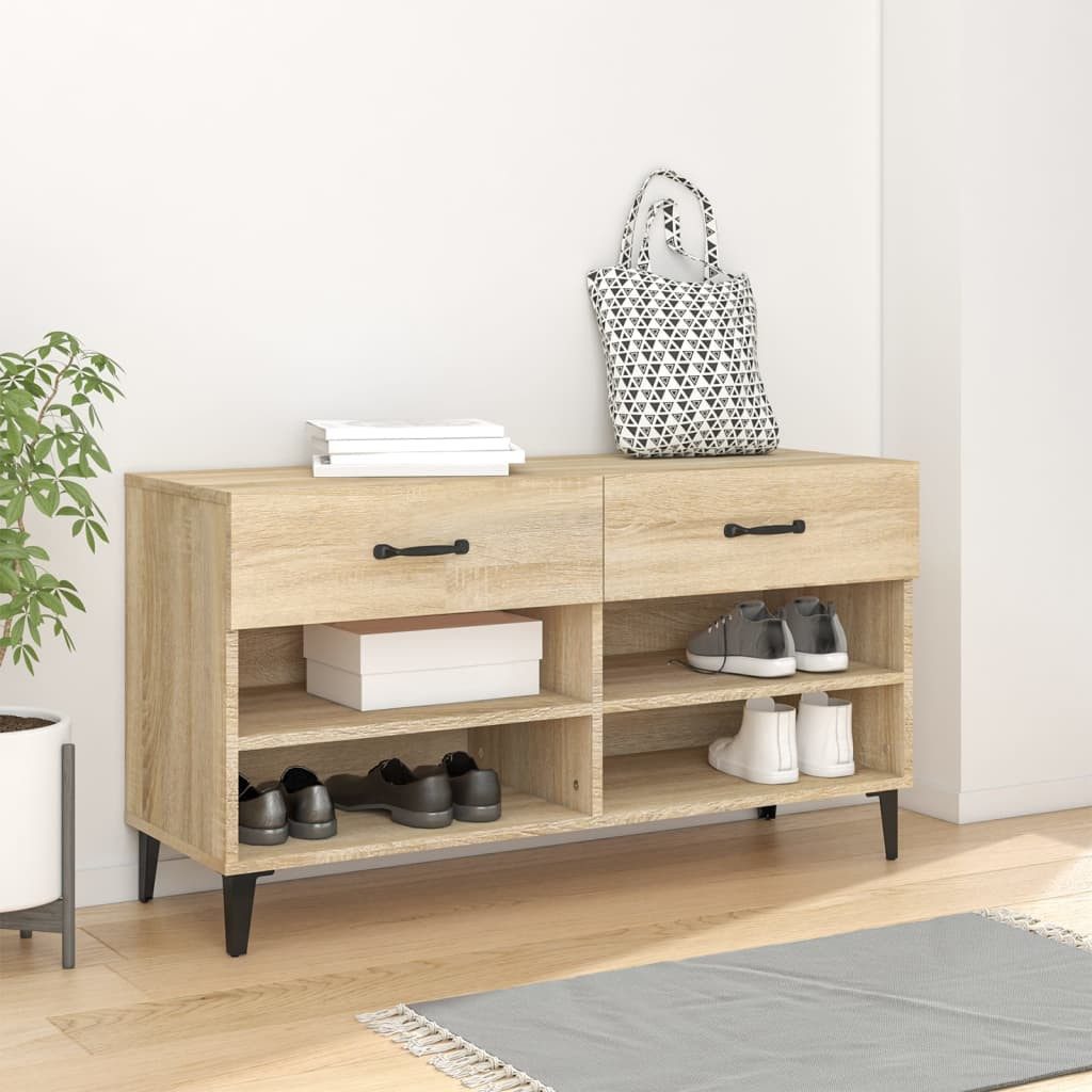 vidaXL Schuhschrank NA Schuhschrank Sonoma Eiche 102x35x55 cm Spanplatte