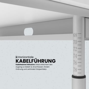 bümö Schreibtisch Serie-Z - Arbeitshöhe: höhenverstellbar, Rechteck: 120 x 80 cm - Dekor: Beton - Gestell: Silber