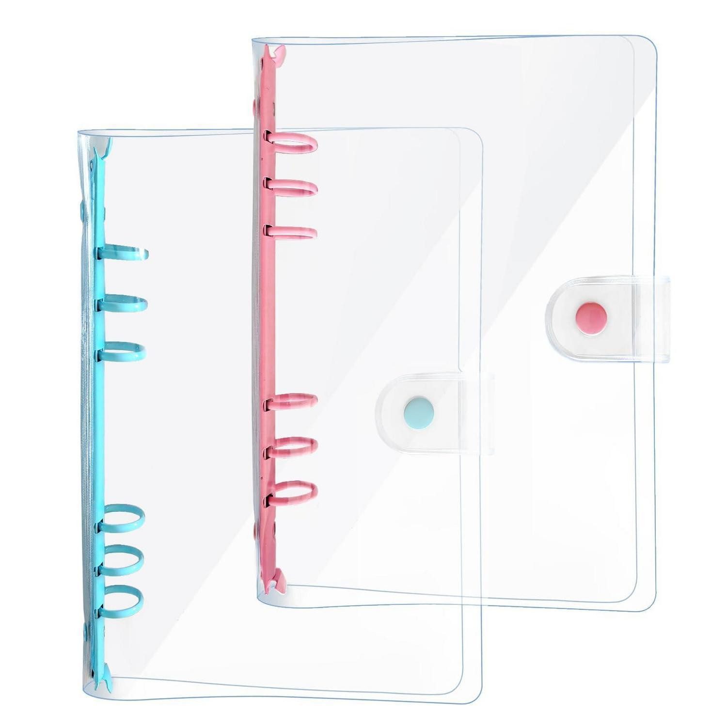 LuxusKollektion Aktenordner Ringbuch Ordner A6 Transparent 2 Stück Rosa/Blau