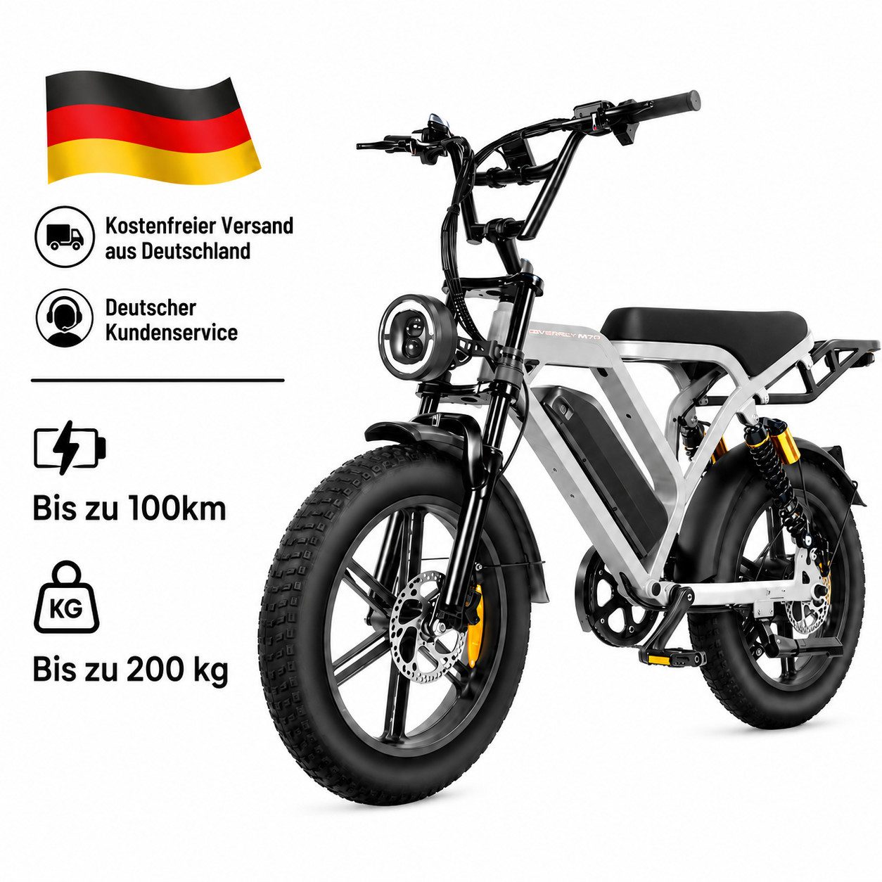 E-Bike Mountainbike E7 Fatbike 20 * 4.0 Zoll, 48 V 15 Ah, 7-Gang, bis 200 kg