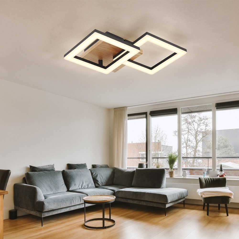 Lampe Wohnzimmerlampe LED-Leuchtmittel LED Deckenleuchte fest schwarz Deckenleuchte, Metall etc-shop verbaut, Warmweiß, modern
