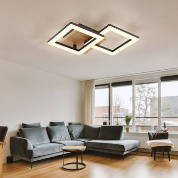 Globo LED Deckenleuchte, LED-Leuchtmittel fest verbaut, Warmweiß, Wohnzimmerlampe Lampe Metall schwarz Deckenleuchte modern