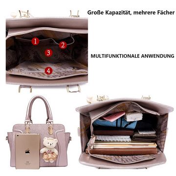 GelldG Handtasche Mittelgroß elegant Taschen Set für Damen 4 Teile mit Umhängetasche