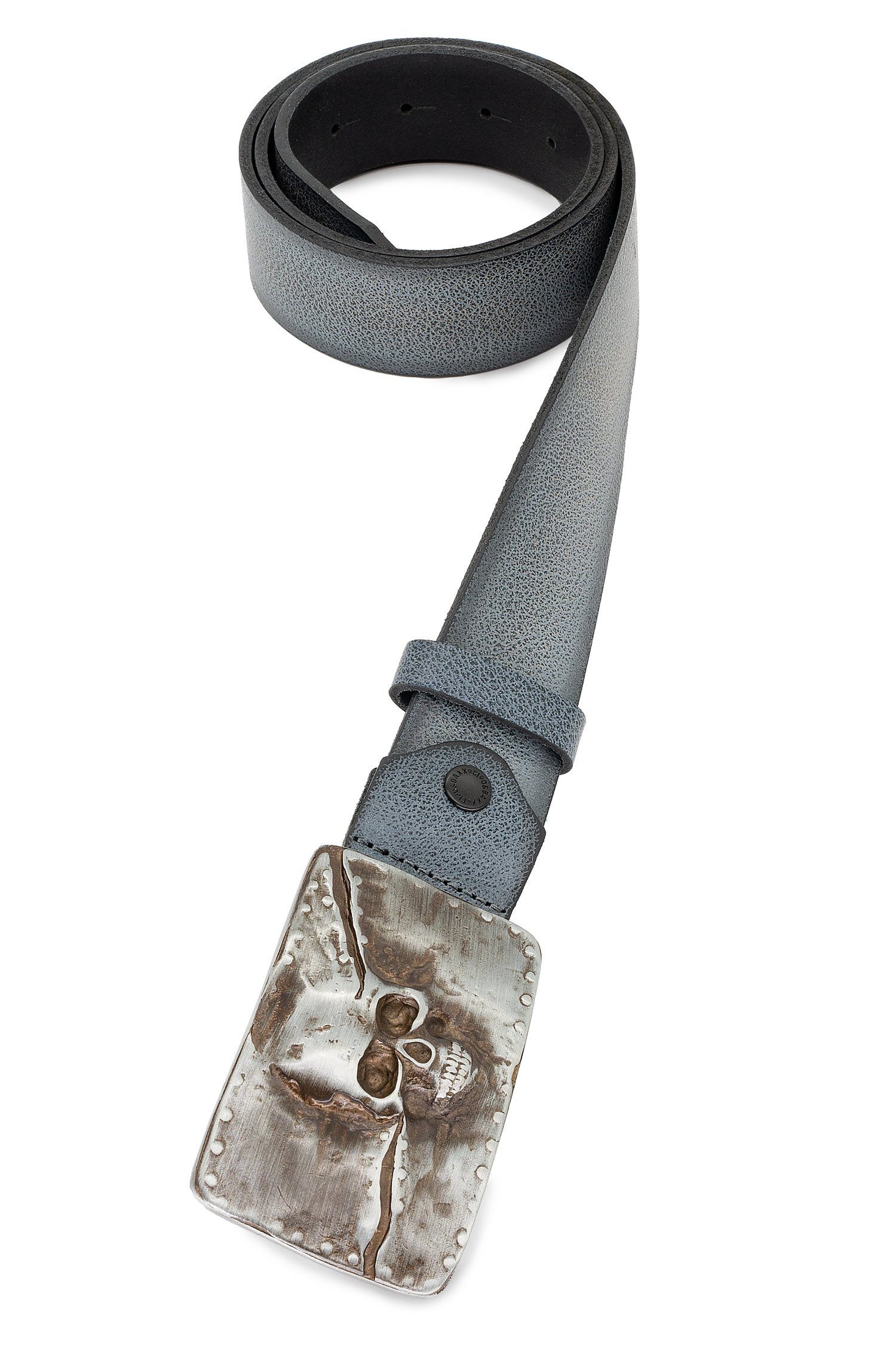 Herren Baxx BA-CG170 Grau mit und Metall Schädel-Motiv Schnalle Ledergürtel Cipo Patch Gürtel &