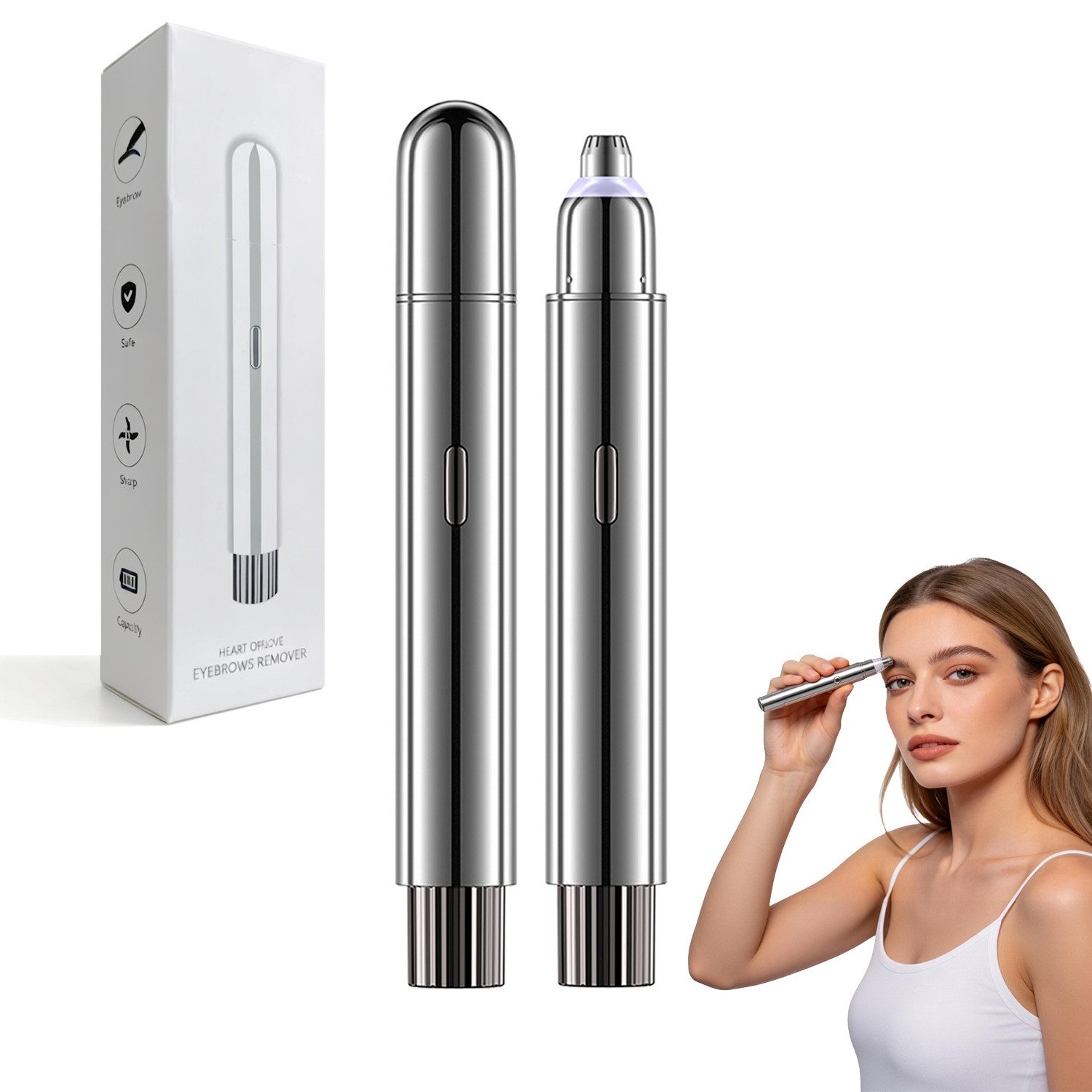 Vashoy Augenbrauentrimmer Augenbrauen trimmer damen, Ergonomisches Design Schnelle Rasierung Stufenlose Einstellung