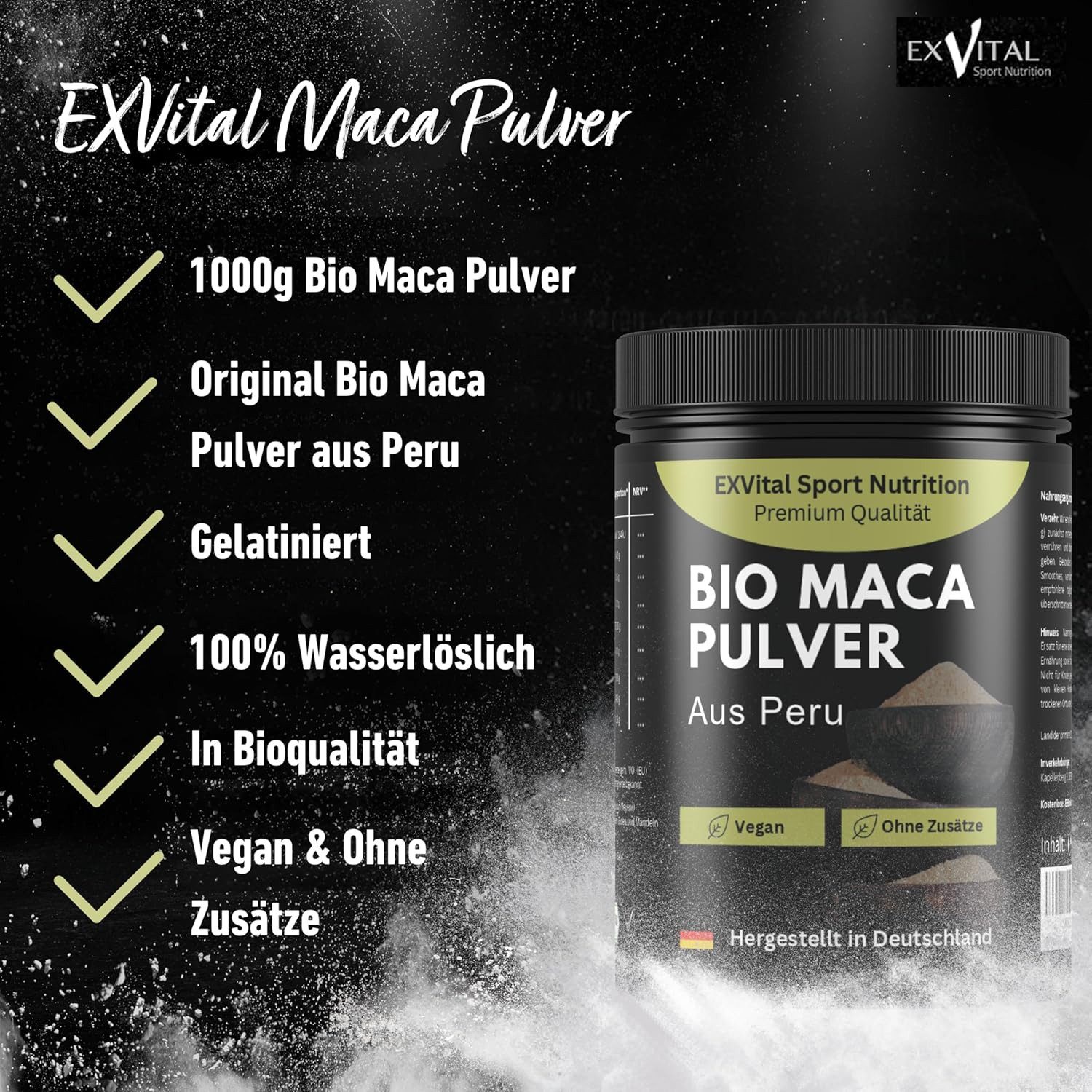 BIO Maca Pulver aus Peru, Hergestellt in Deutschland Pulver, 1 er 1000 g