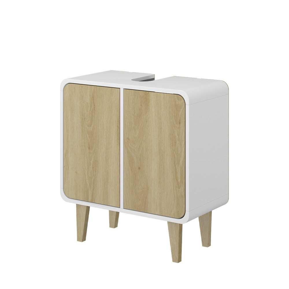 Vicco Waschbeckenunterschrank Arla Weiß/Eiche 60 x 61 cm günstig online kaufen