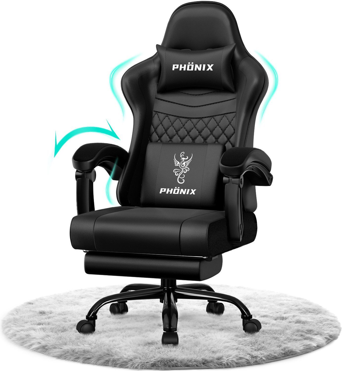 Adormii Gaming-Stuhl Gaming Stuhl ergonomisch Gaming Chair Bürostuhl verstellbare (Gaming Stuhl mit verstellbaren Lendenkissen, Armlehne und Kopfstütze, Gamer Stuhl Bequeme Sitzkissen), gepolsterter Gaming-Stuhl, bis 150 kg Belastbarkeit