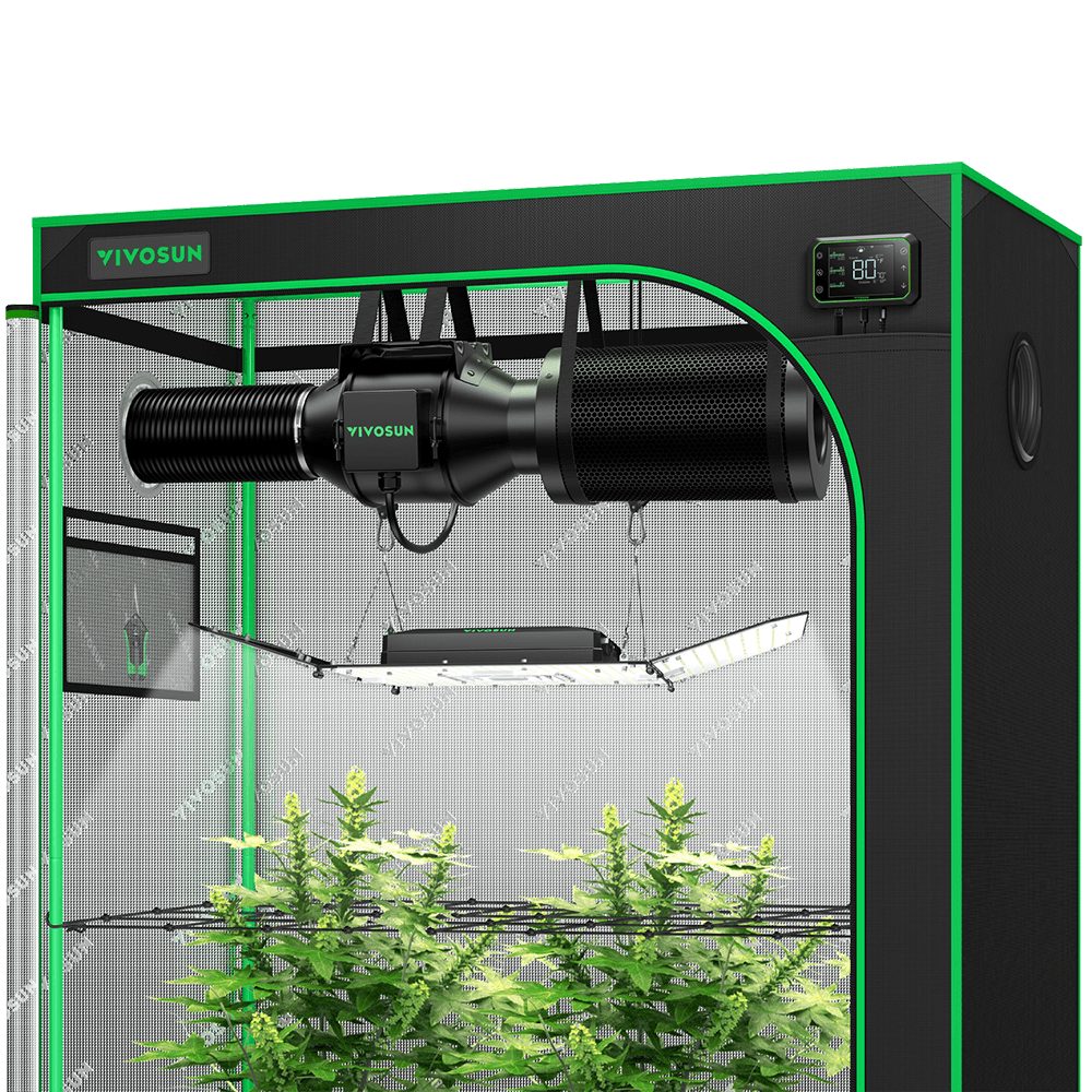 VIVOSUN Gewächshaus VIVOSUN Smart Growbox Komplettset, BxTxH: 120 x 60 x 150 cm, BxLxH: 120 x 60 x 150 cm, AeroLight Wing AW200SE 200W, G4-Abluftsystem, E42A Smart-Controller