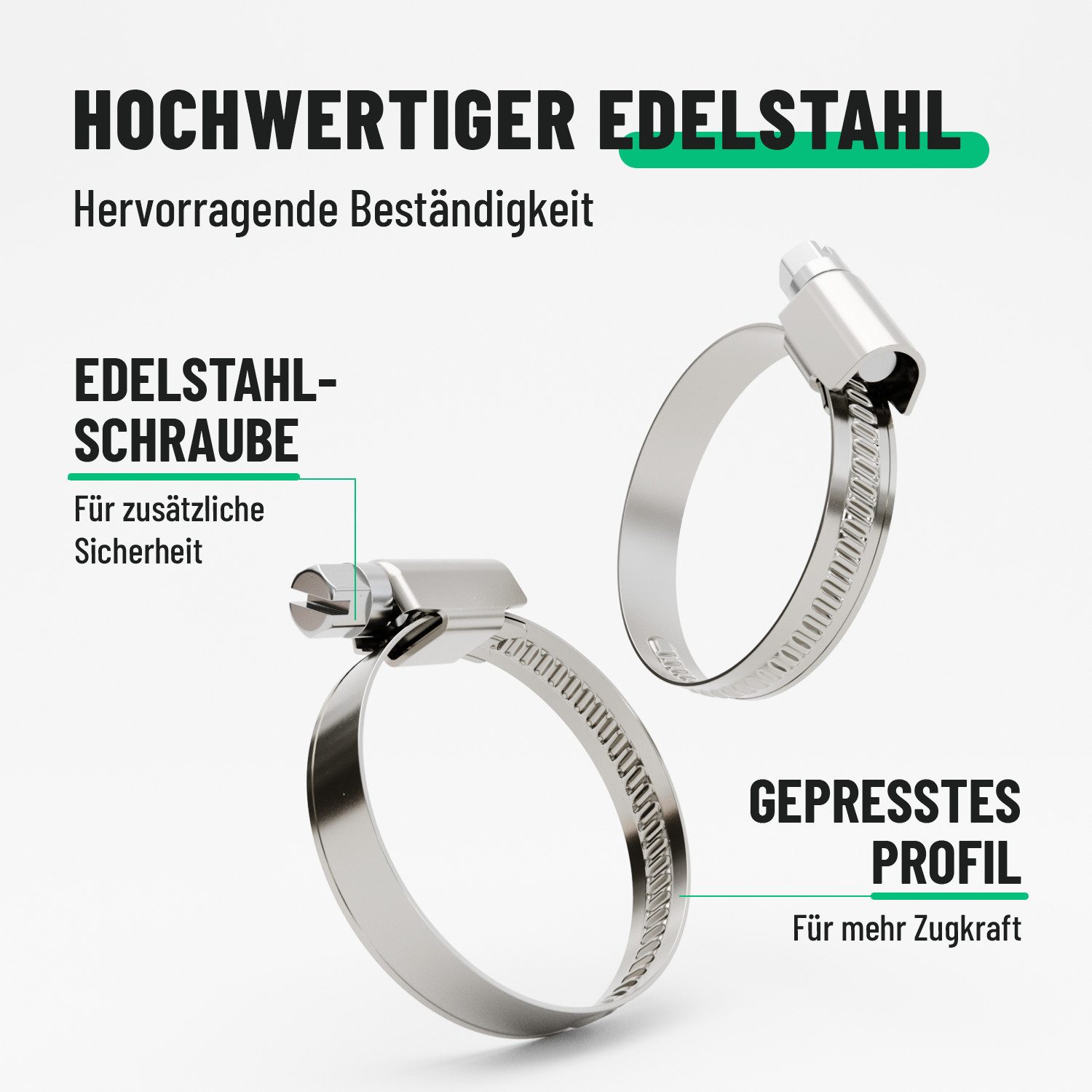 greate. Schlauchschelle 10x Schlauchschellen Edelstahl 25-40 mm - Einstellbare Schlauchschelle, (10-St)