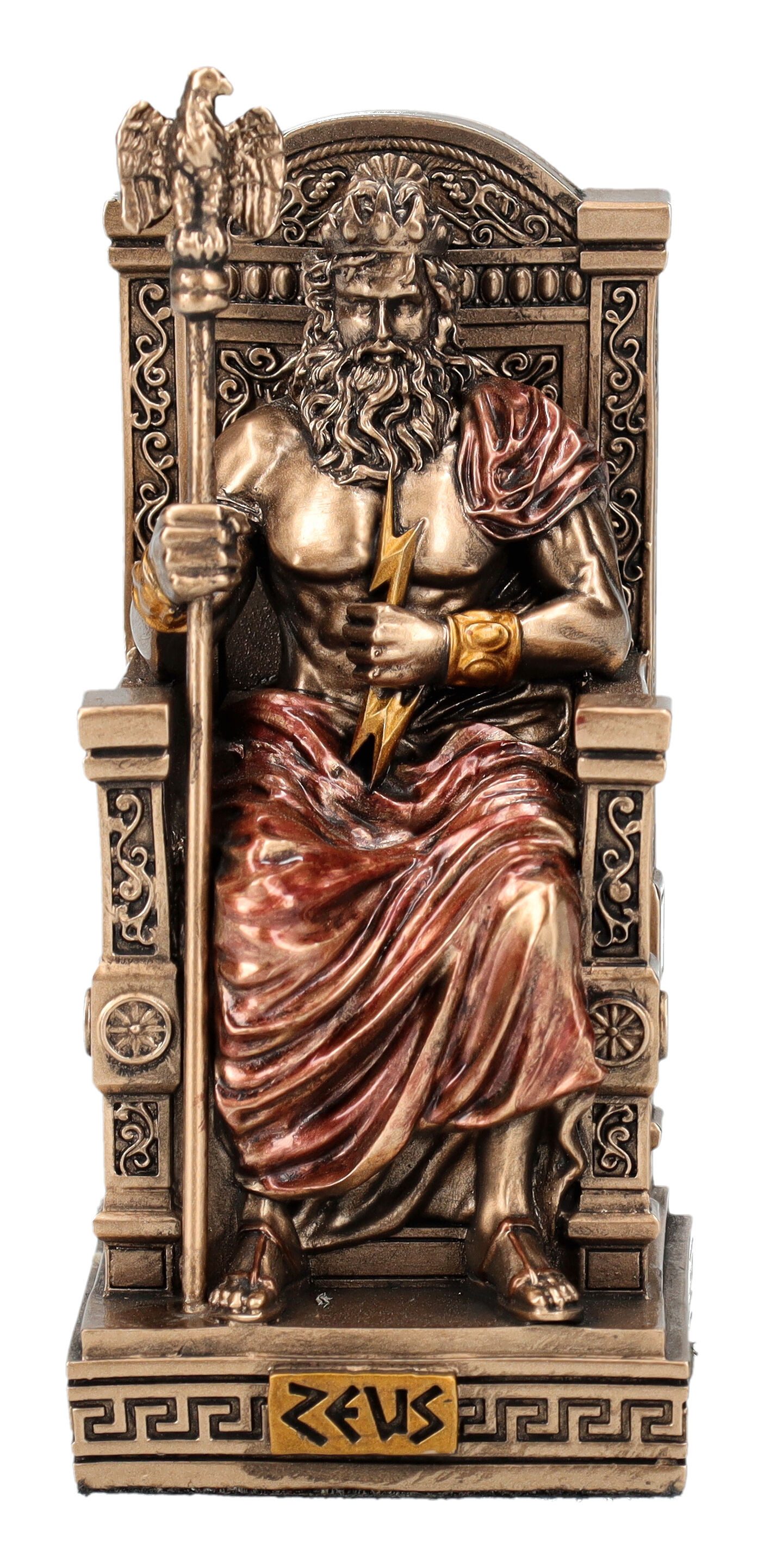 Dekofigur Zeus Miniatur – antike Götter Figur bronziert Veronese 9 cm Dekofigur