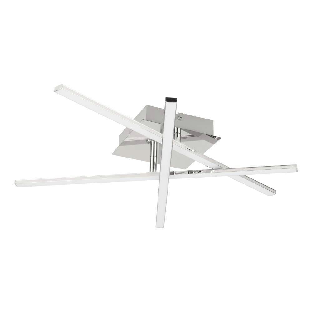 EGLO Deckenleuchte LASANA 1 Deckenlampe, chrom, weiß, schlanke Bauform, Wohnzimmerlampe, LED fest integriert, Warmweiß, Esszimmer, Küche, Schlafzimmer, modern, minimalistisch, 50x16x9,5cm
