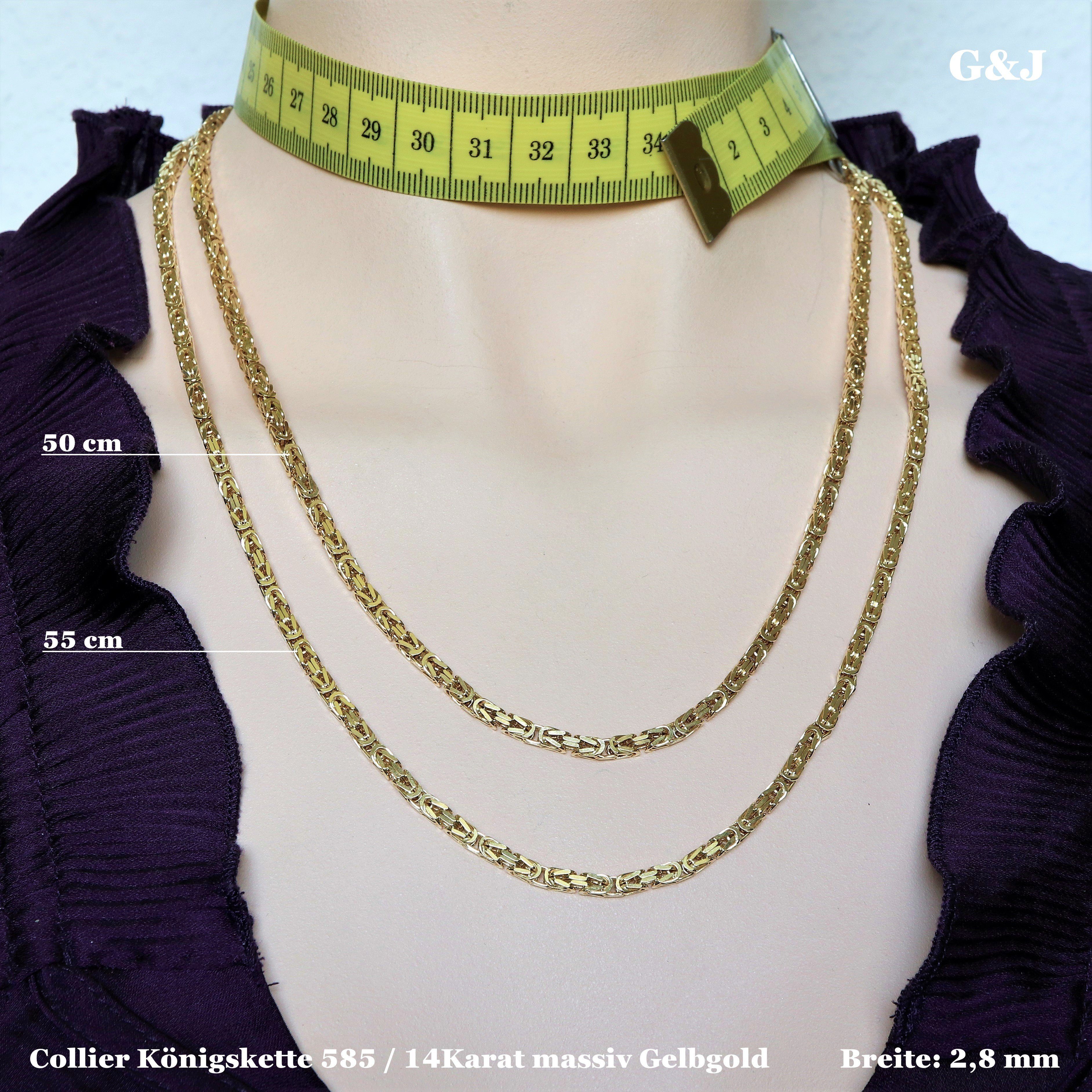 Germany Gold 585/14K & 2,8mm Collier hochwertige in Made J Königskette 50cm G edle Halskette,