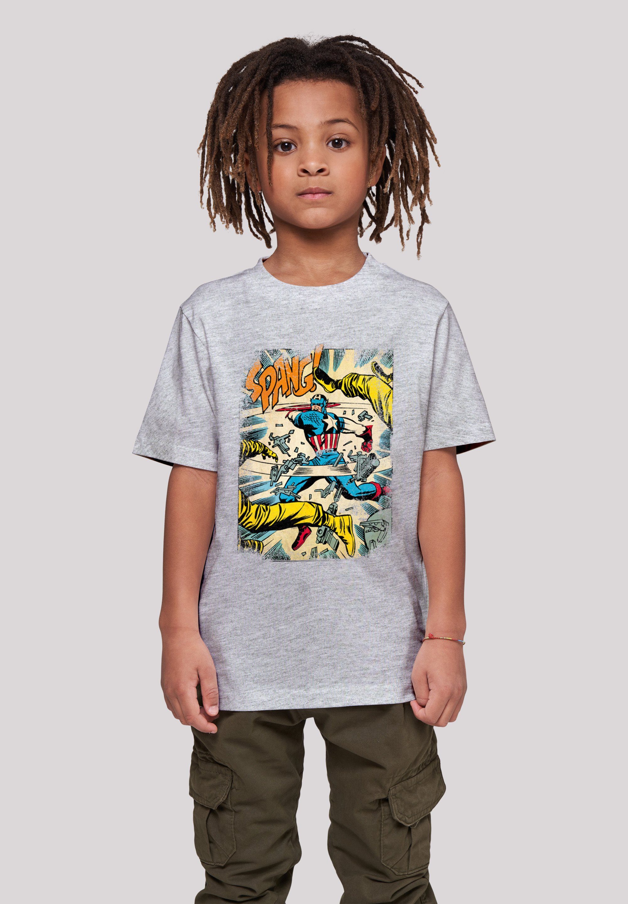 Kinder Kids Basic Captain F4NT4STIC America Kurzarmshirt Tee (1-tlg) Spang heathergrey Marvel with