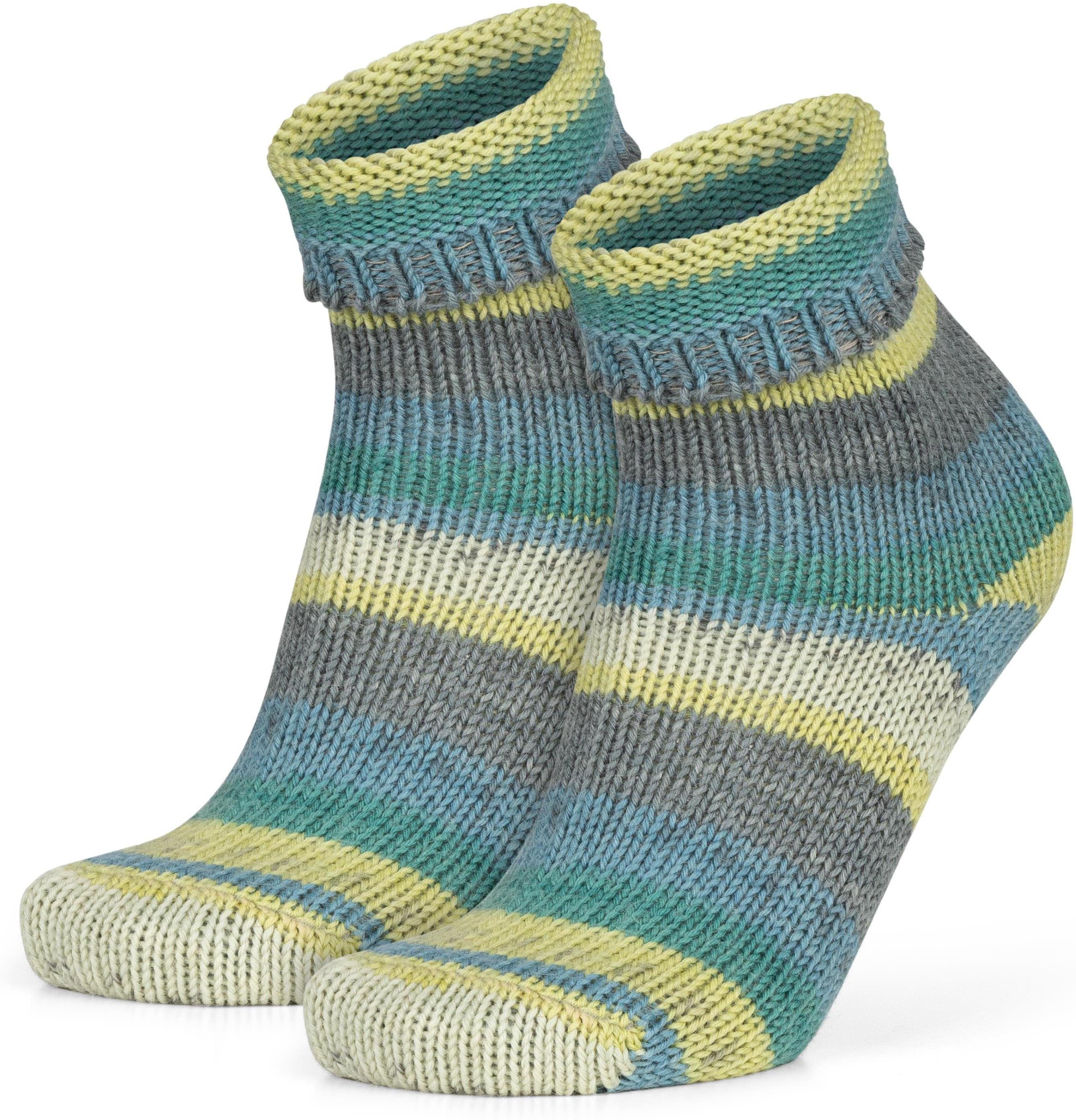 normani Thermosocken 2 Paar Gestrickte Wollsocken Bunt-geringelt (2 Paar) hochwertige Qualitätssocken mit hohem Wollanteil