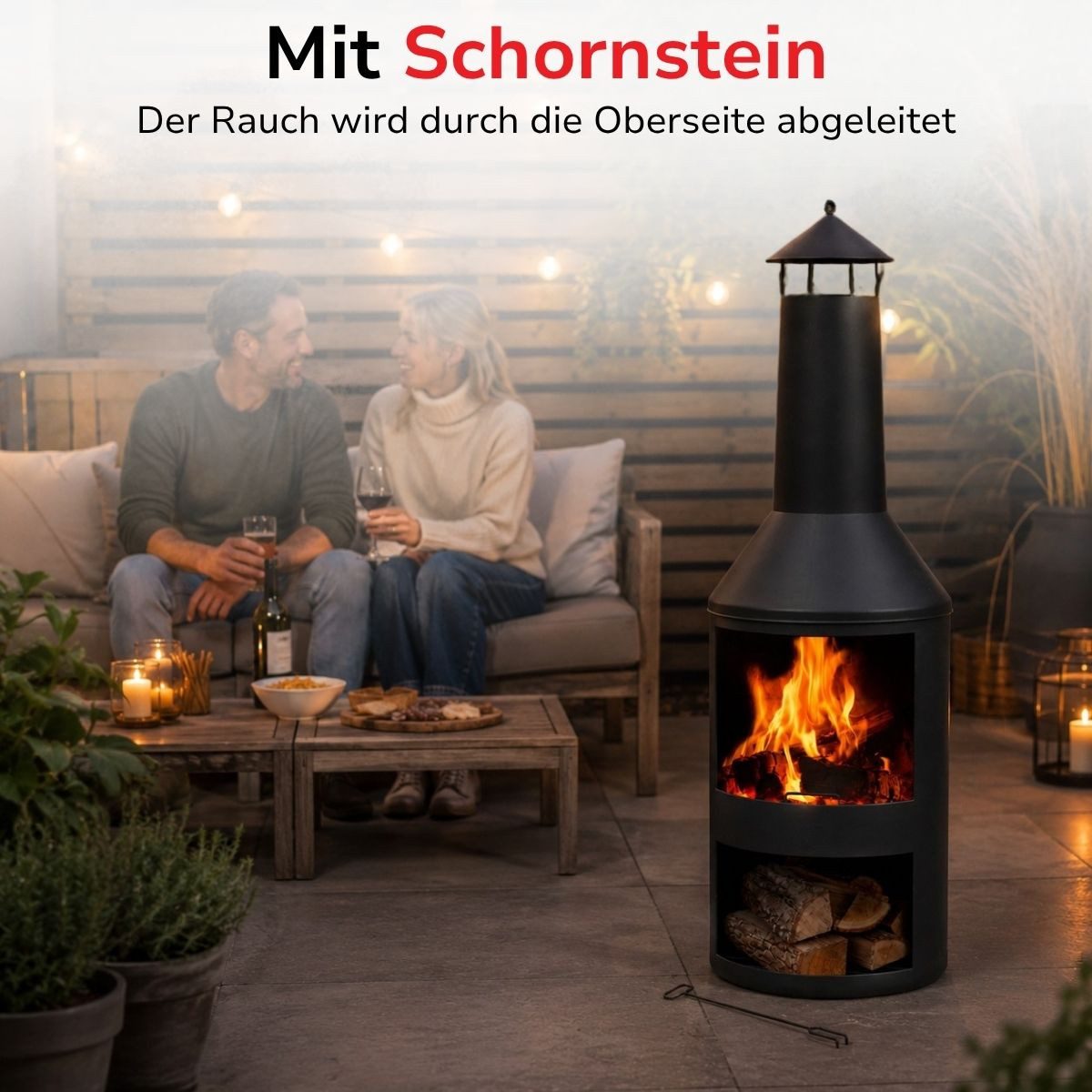 Bbq Collection Feuerschale BBQ Collection Terrassenofen 134 cm, (1x Terrassenkamin, 1x Stange, 1x Anleitung) – Bild 4 von 5